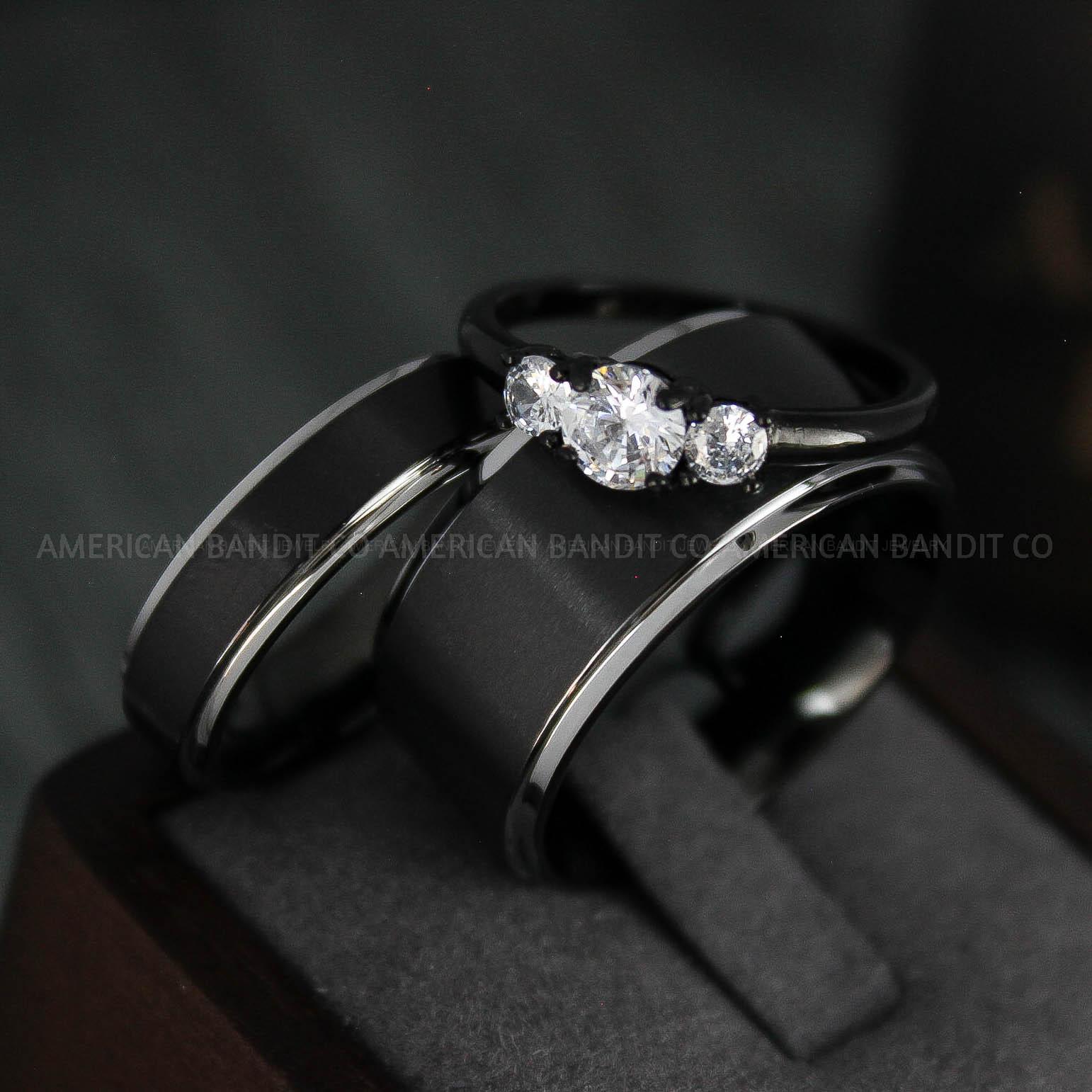 IMG_4931 Couple Rings, Couple Wedding Bands, Black Wedding Bands, Black Wedding Rings - Image 1
