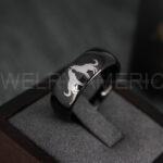 Howling Wolves Ring, Wolf Ring, Black Ring, Black Tungsten Ring, Wolves Ring, Wolf Howl Ring, Black Wedding Bands, Matching Wedding Rings - Image 3
