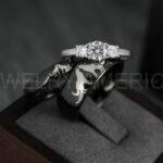 Howling Wolves Rings, Wolf Rings, Couple Rings, Black Rings, Black Tungsten Rings, Wolves Rings, Wolf Howl Rings, Black Wedding Bands