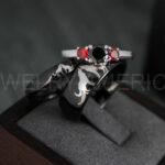 Howling Wolves Rings, Wolf Rings, Couple Rings, Black Rings, Black Tungsten Rings, Wolves Rings, Wolf Howl Rings, Black Wedding Bands