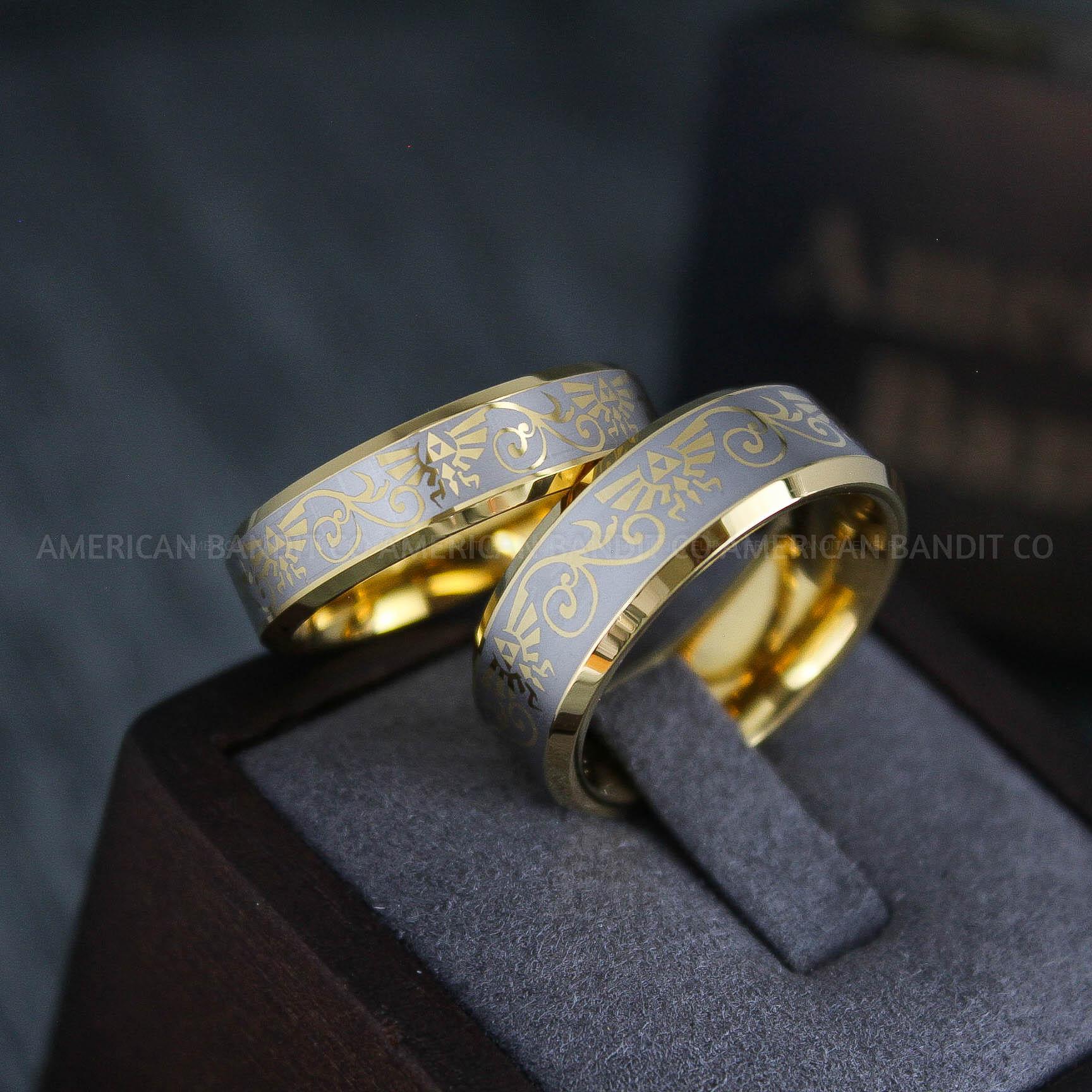 IMG_4965 Zelda Rings, Zelda Wedding Rings, Couple Rings, Gamer Rings, Gamer Jewelry, Zelda Wedding Bands, Gamer Wedding Rings, Yellow Gold Wedding Rings - Image 1