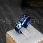 Ride or Die Ring, Ride or Die, Ride or Die Wedding Ring, Ride or Die Wedding Band, Blue Wedding Ring, Blue Wedding Band, Biker Ring - Image 3