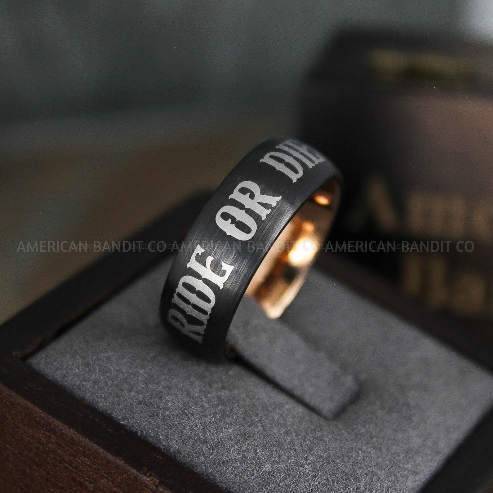 IMG_5010 Ride or Die Rings, Ride or Die, Ride or Die Wedding Rings, Ride or Die Wedding Bands, Black Wedding Rings, Black Wedding Bands, Biker Rings - Image 1