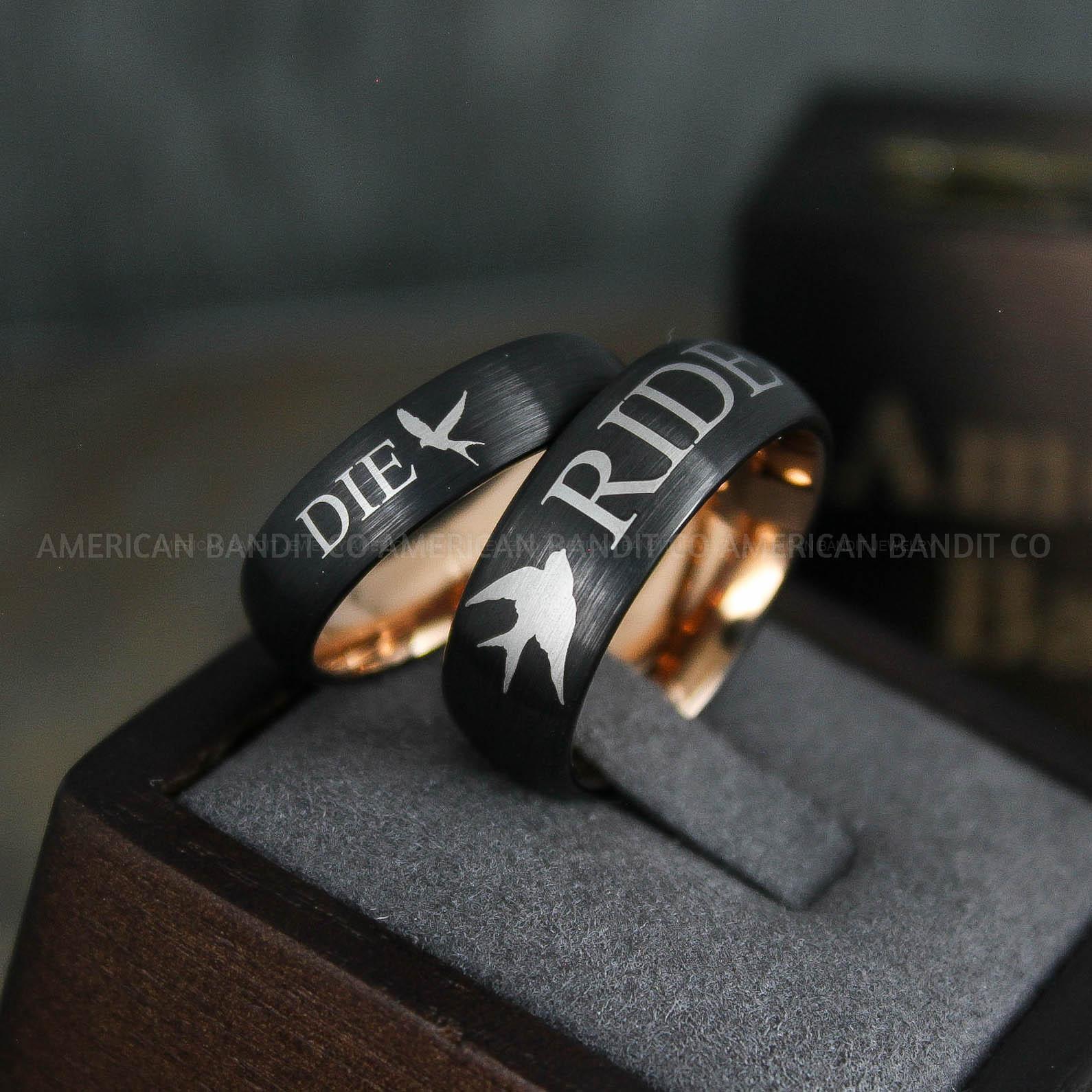 IMG_5017 Ride or Die Rings, Ride or Die, Ride or Die Wedding Rings, Ride or Die Wedding Bands, Black Wedding Rings, Black Wedding Bands, Biker Rings - Image 1