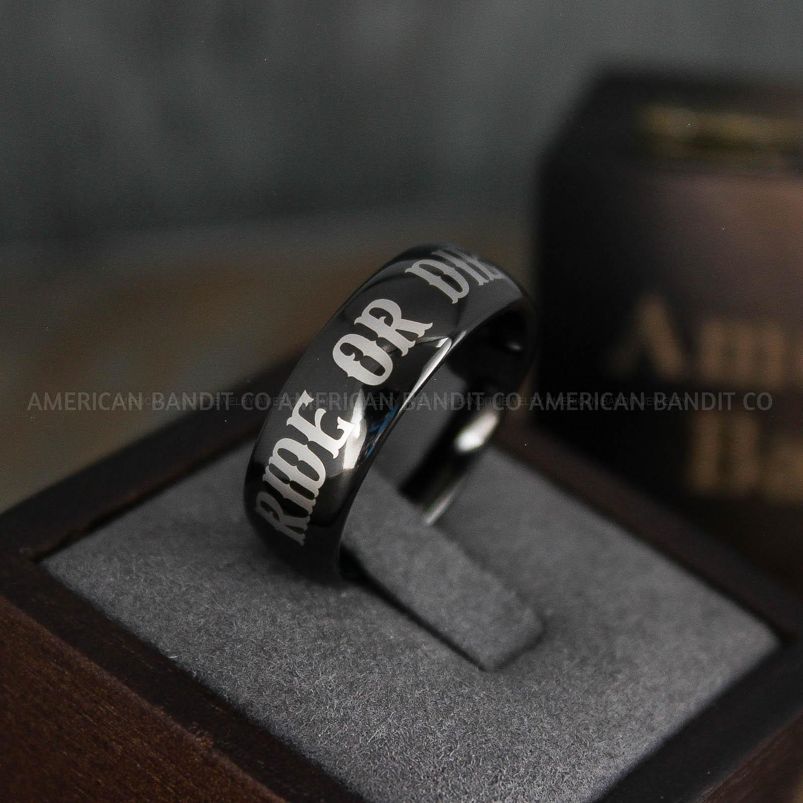 IMG_5018 Ride or Die Rings, Ride or Die, Ride or Die Wedding Rings, Ride or Die Wedding Bands, Black Wedding Rings, Black Wedding Bands, Biker Rings - Image 1