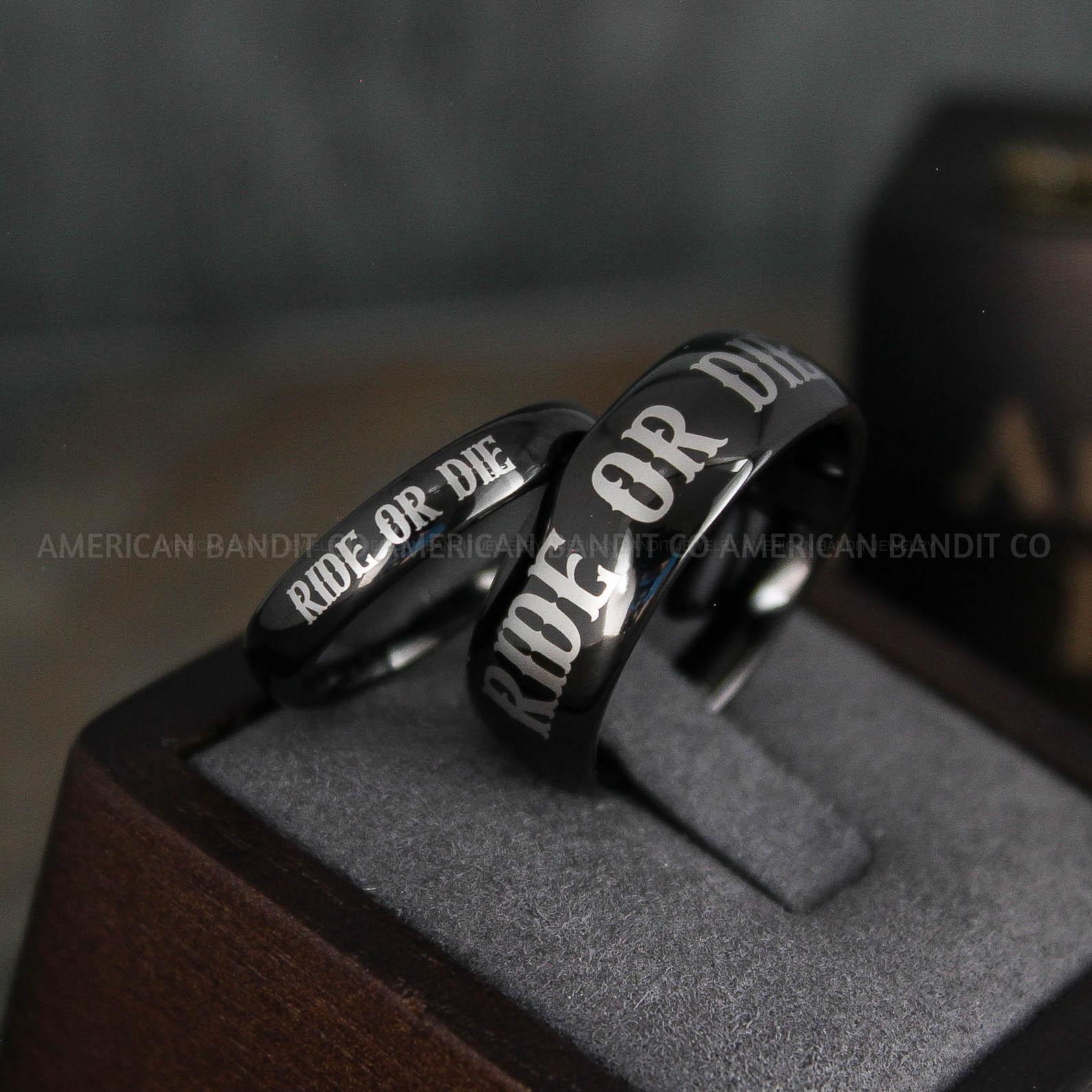 IMG_5019 Ride or Die Rings, Ride or Die, Ride or Die Wedding Rings, Ride or Die Wedding Bands, Black Wedding Rings, Black Wedding Bands, Biker Rings - Image 1