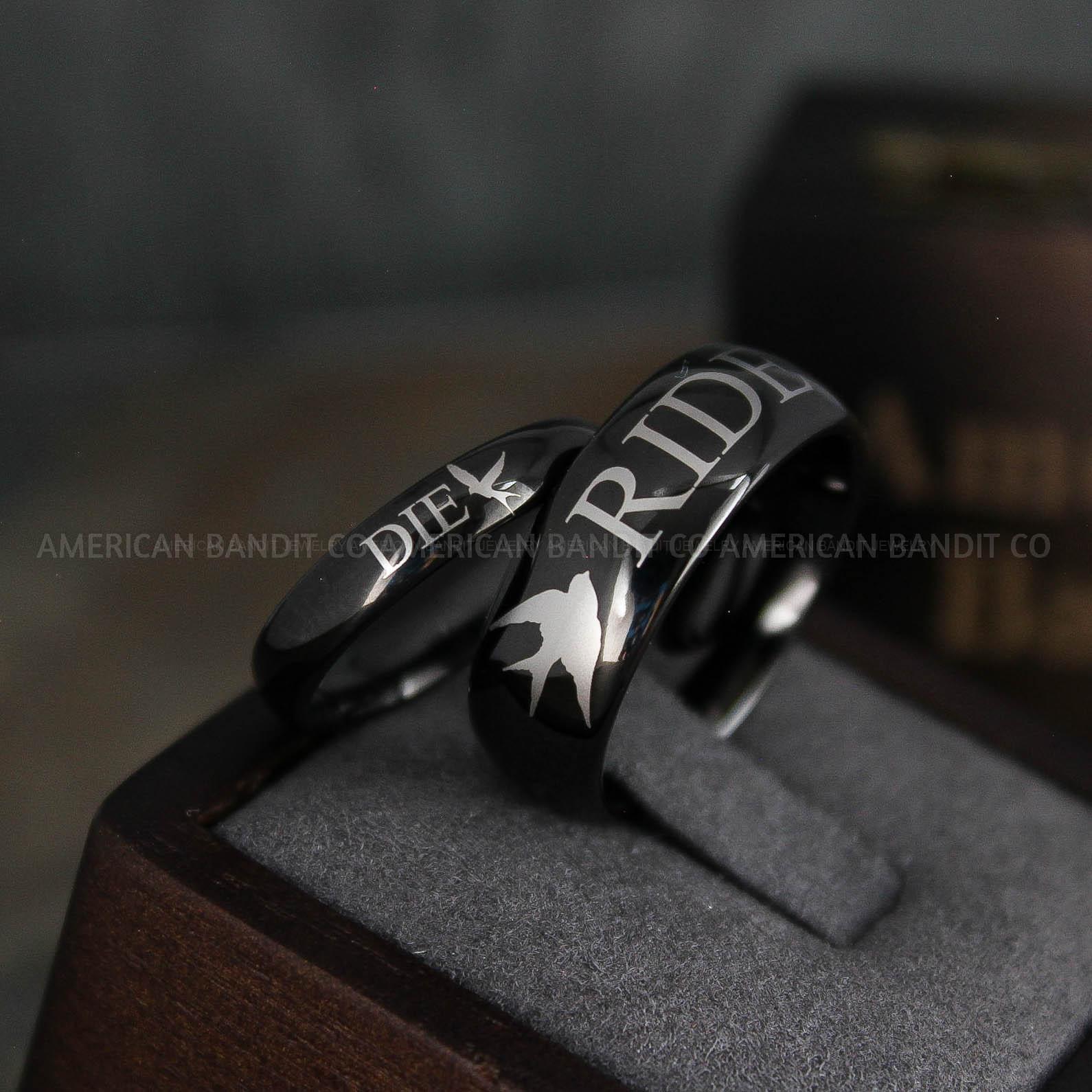 IMG_5023 Ride or Die Rings, Ride or Die, Ride or Die Wedding Rings, Ride or Die Wedding Bands, Black Wedding Rings, Black Wedding Bands, Biker Rings - Image 1