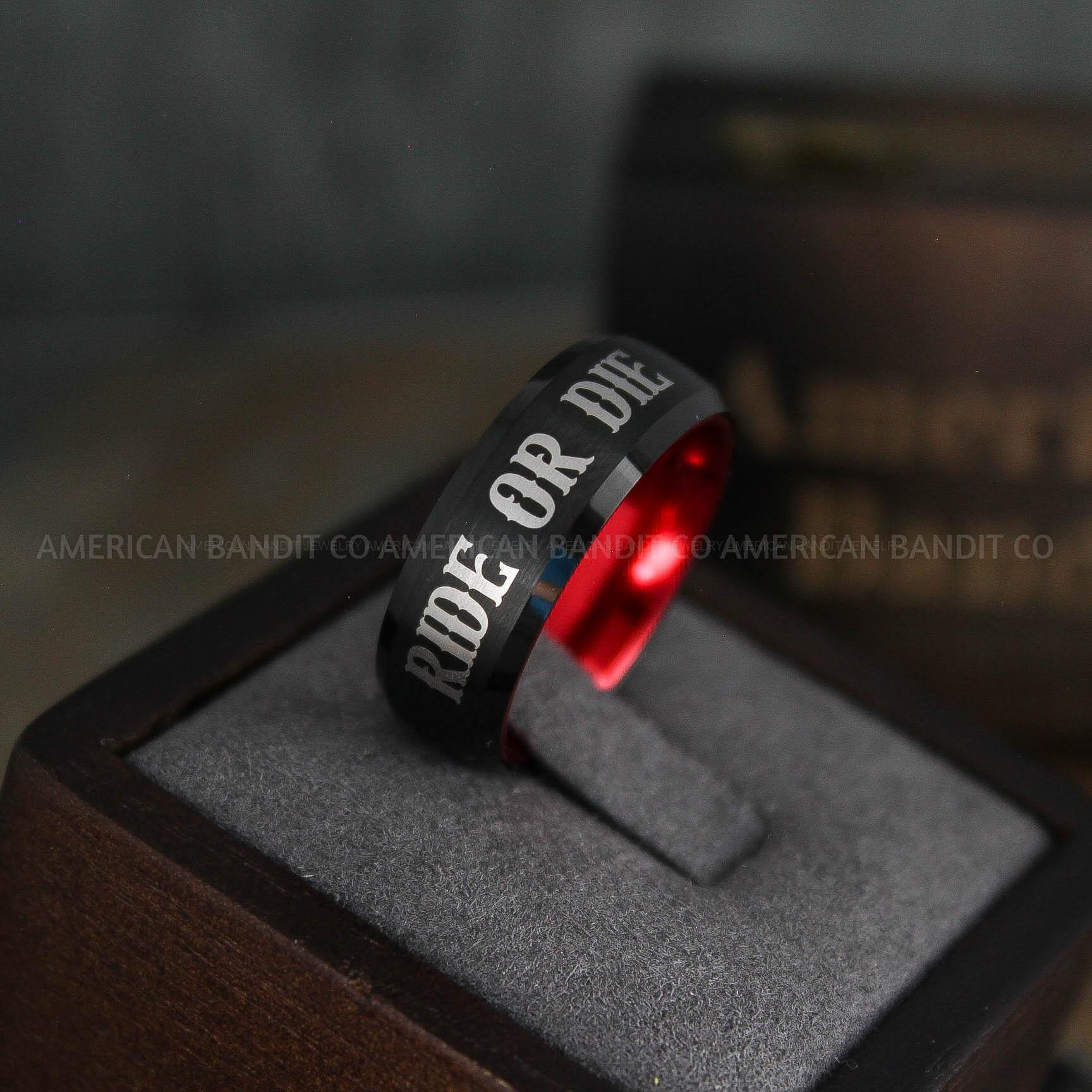 IMG_5028 Ride or Die Rings, Ride or Die, Ride or Die Wedding Rings, Ride or Die Wedding Bands, Black Wedding Rings, Black Wedding Bands, Biker Rings - Image 1