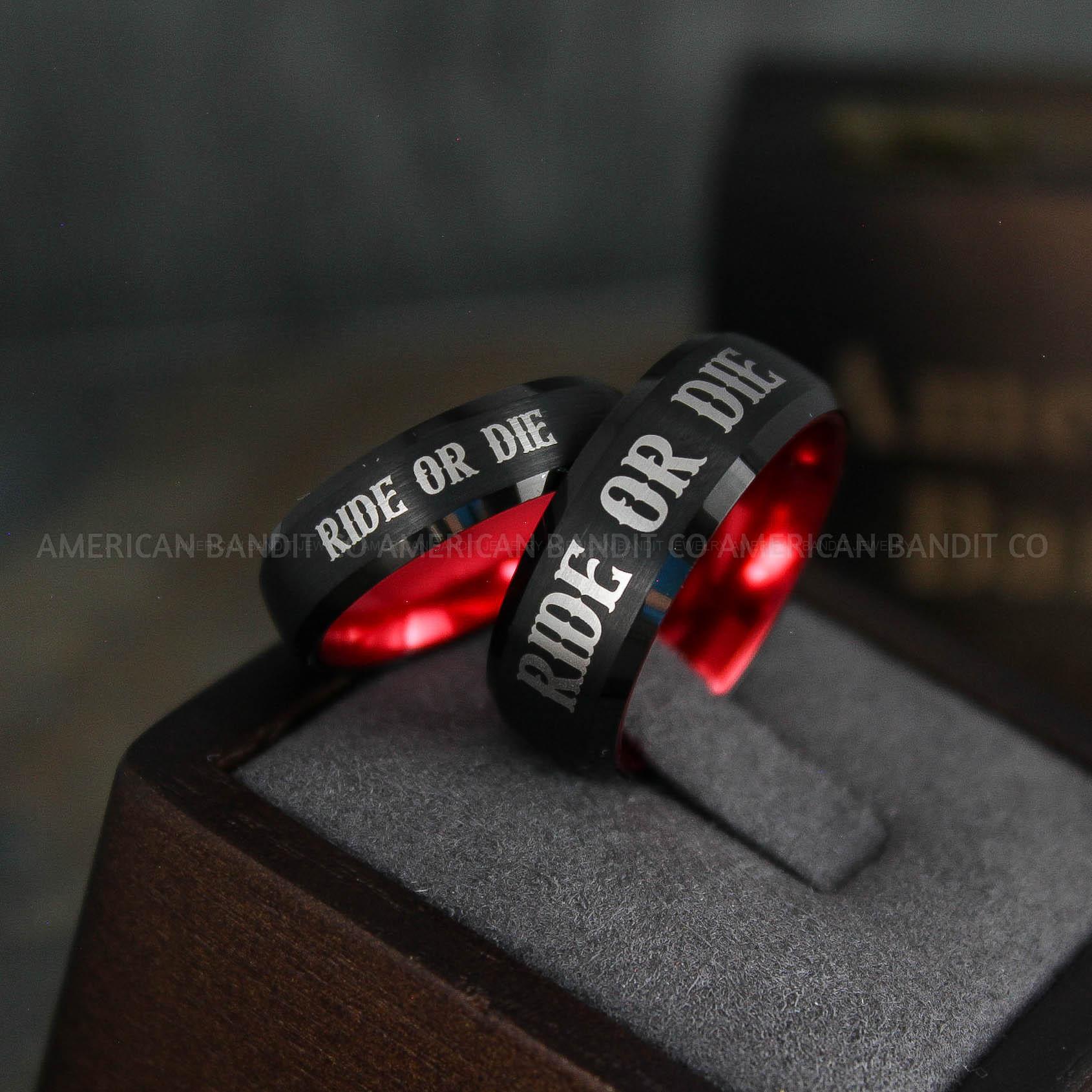 IMG_5029 Ride or Die Rings, Ride or Die, Ride or Die Wedding Rings, Ride or Die Wedding Bands, Black Wedding Rings, Black Wedding Bands, Biker Rings - Image 1