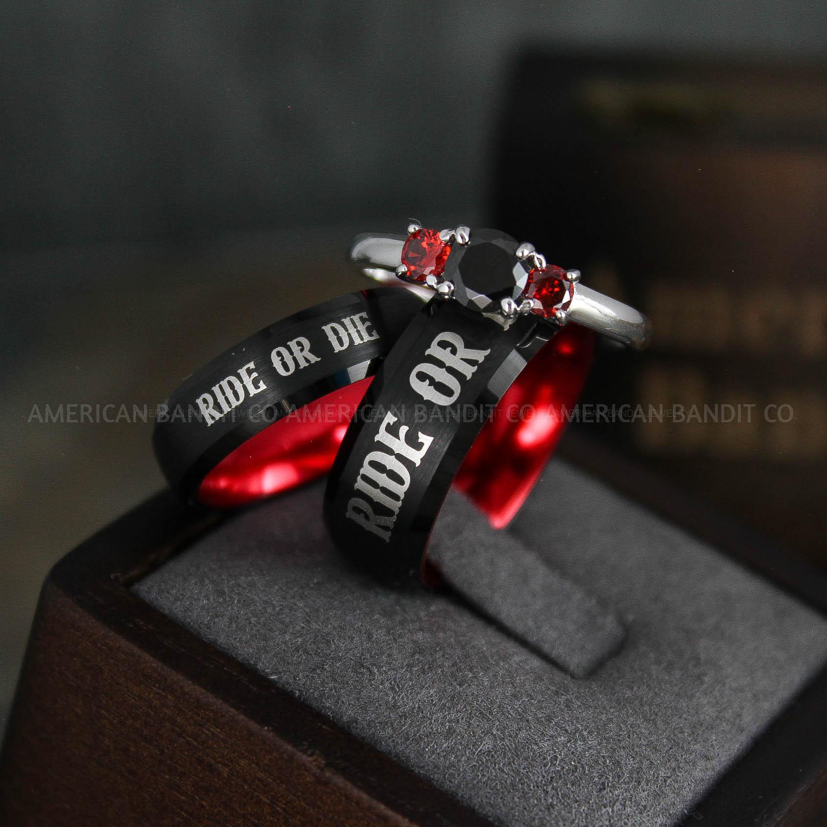 IMG_5030 Ride or Die Rings, Ride or Die, Ride or Die Wedding Rings, Ride or Die Wedding Bands, Black Wedding Rings, Black Wedding Bands, Biker Rings - Image 1
