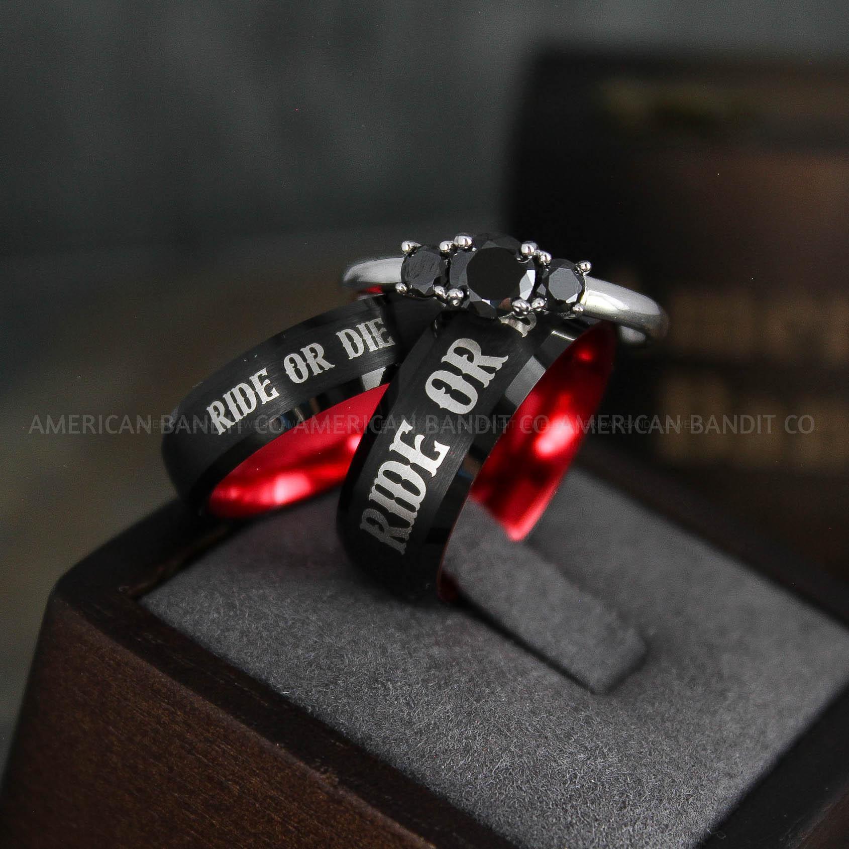 IMG_5031 Ride or Die Rings, Ride or Die, Ride or Die Wedding Rings, Ride or Die Wedding Bands, Black Wedding Rings, Black Wedding Bands, Biker Rings - Image 1