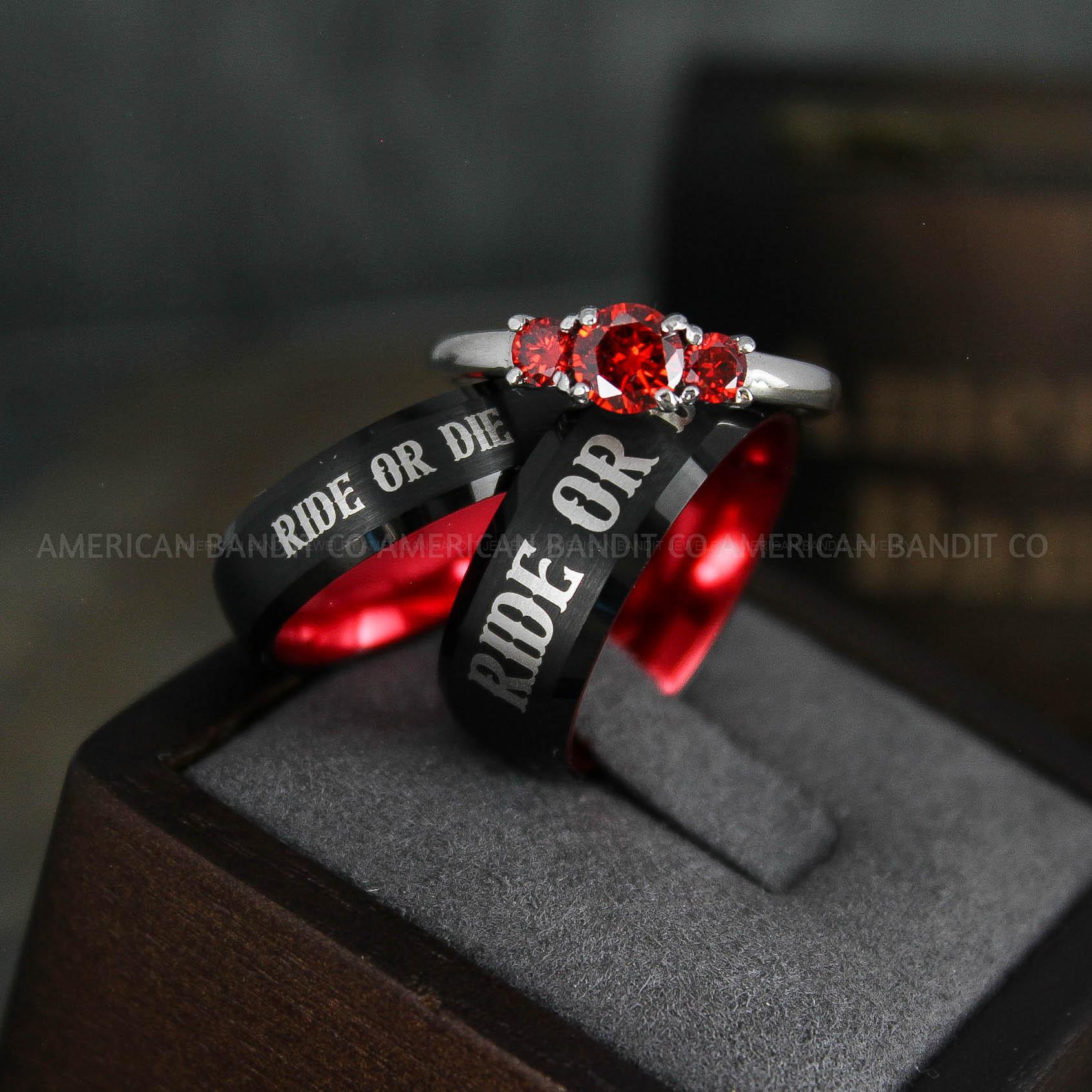 IMG_5032 Ride or Die Rings, Ride or Die, Ride or Die Wedding Rings, Ride or Die Wedding Bands, Black Wedding Rings, Black Wedding Bands, Biker Rings - Image 1