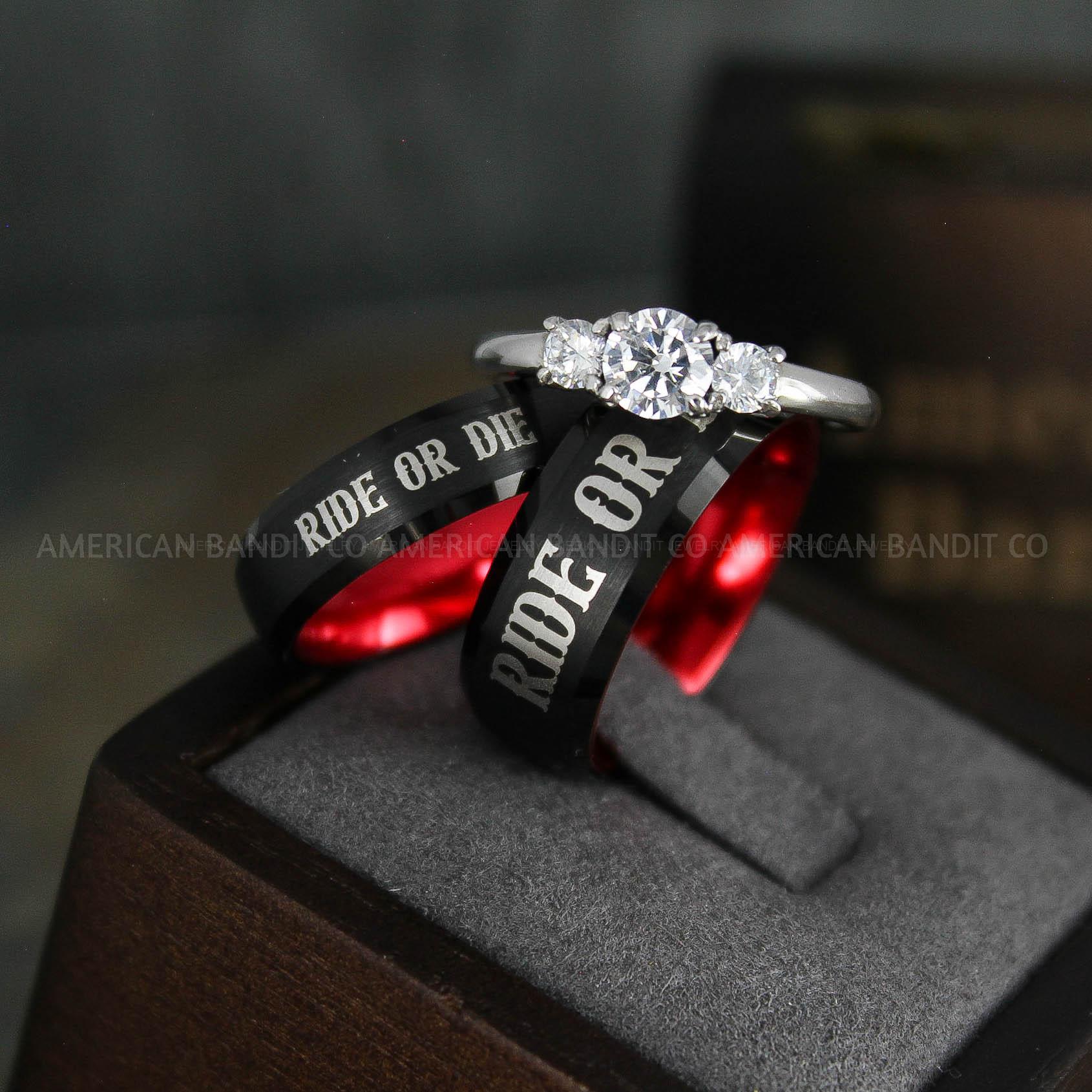 IMG_5033 Ride or Die Rings, Ride or Die, Ride or Die Wedding Rings, Ride or Die Wedding Bands, Black Wedding Rings, Black Wedding Bands, Biker Rings - Image 1
