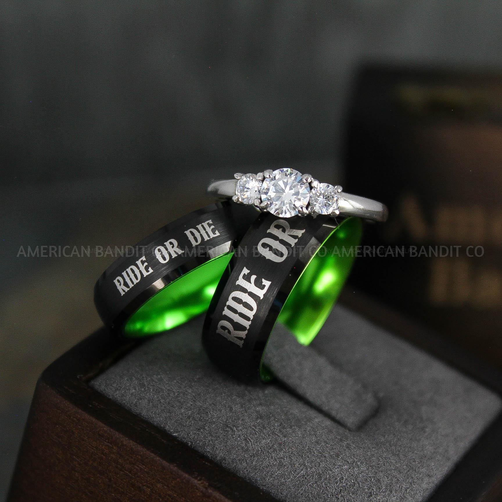 IMG_5038 Ride or Die Rings, Ride or Die, Ride or Die Wedding Rings, Ride or Die Wedding Bands, Black Wedding Rings, Black Wedding Bands, Biker Rings - Image 1