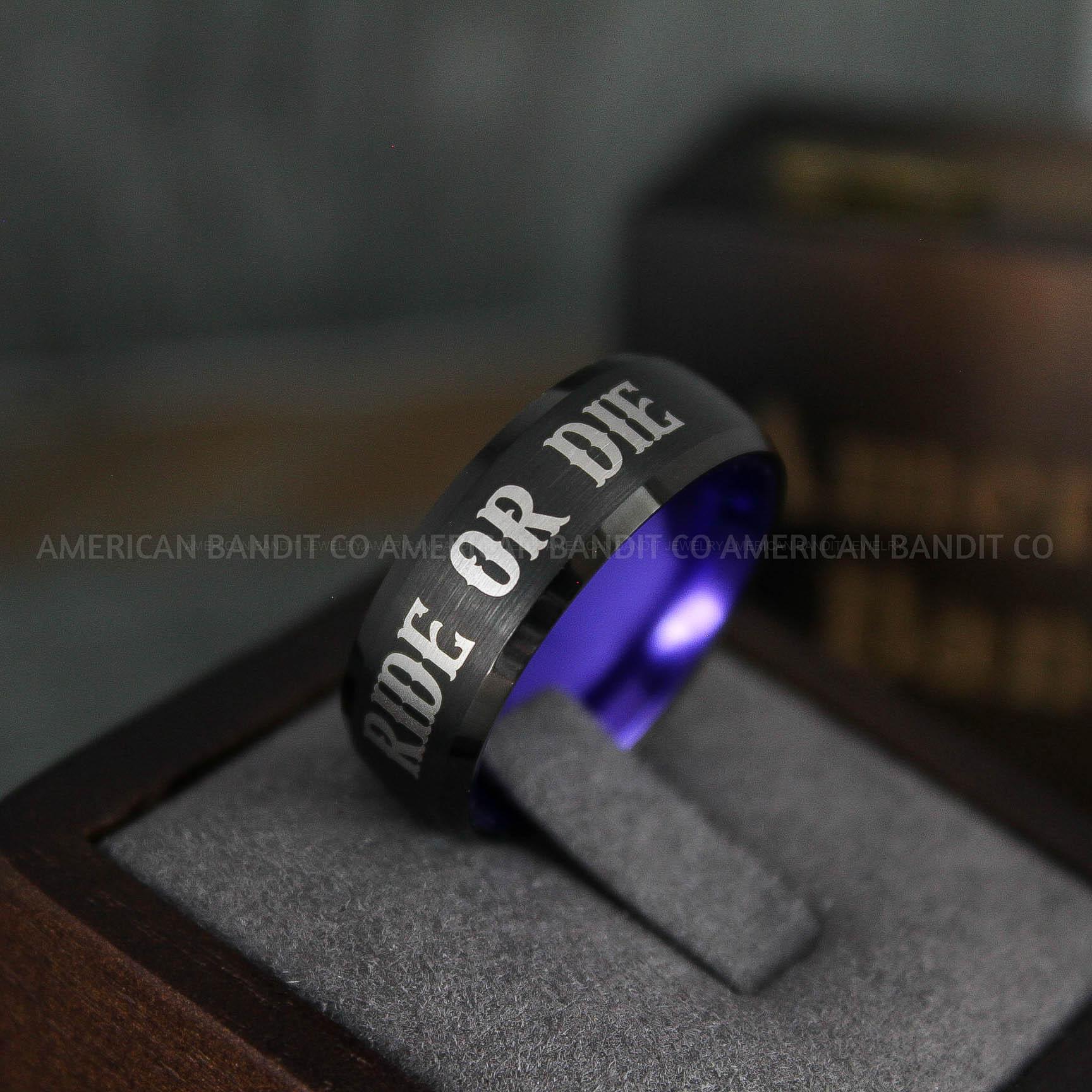 IMG_5043 Ride or Die Rings, Ride or Die, Ride or Die Wedding Rings, Ride or Die Wedding Bands, Black Wedding Rings, Black Wedding Bands, Biker Rings - Image 1