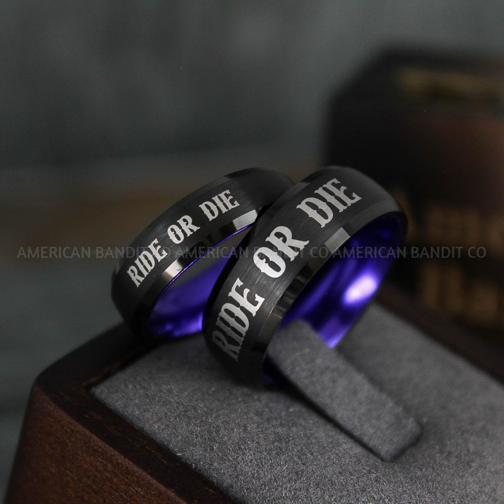 IMG_5044 Ride or Die Rings, Ride or Die, Ride or Die Wedding Rings, Ride or Die Wedding Bands, Black Wedding Rings, Black Wedding Bands, Biker Rings - Image 1