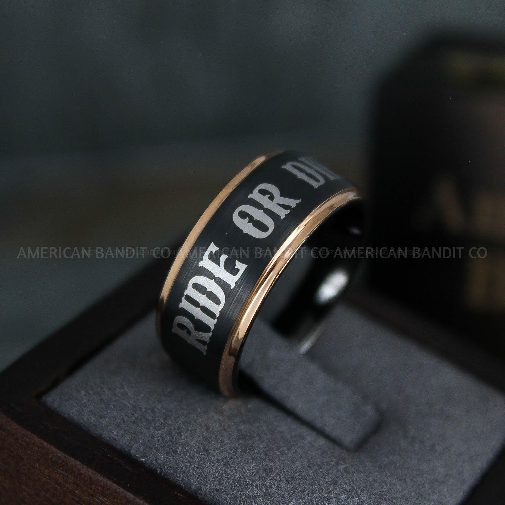 IMG_5052 Ride or Die Rings, Ride or Die, Ride or Die Wedding Rings, Ride or Die Wedding Bands, Black Wedding Rings, Black Wedding Bands, Biker Rings - Image 1