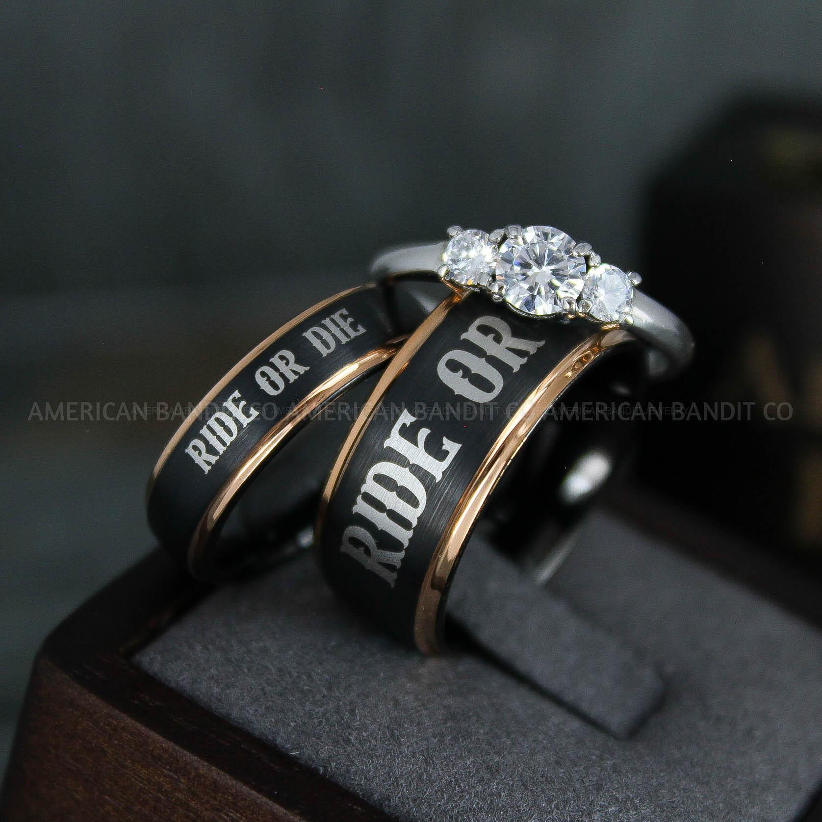 IMG_5055 Ride or Die Rings, Ride or Die, Ride or Die Wedding Rings, Ride or Die Wedding Bands, Black Wedding Rings, Black Wedding Bands, Biker Rings - Image 1