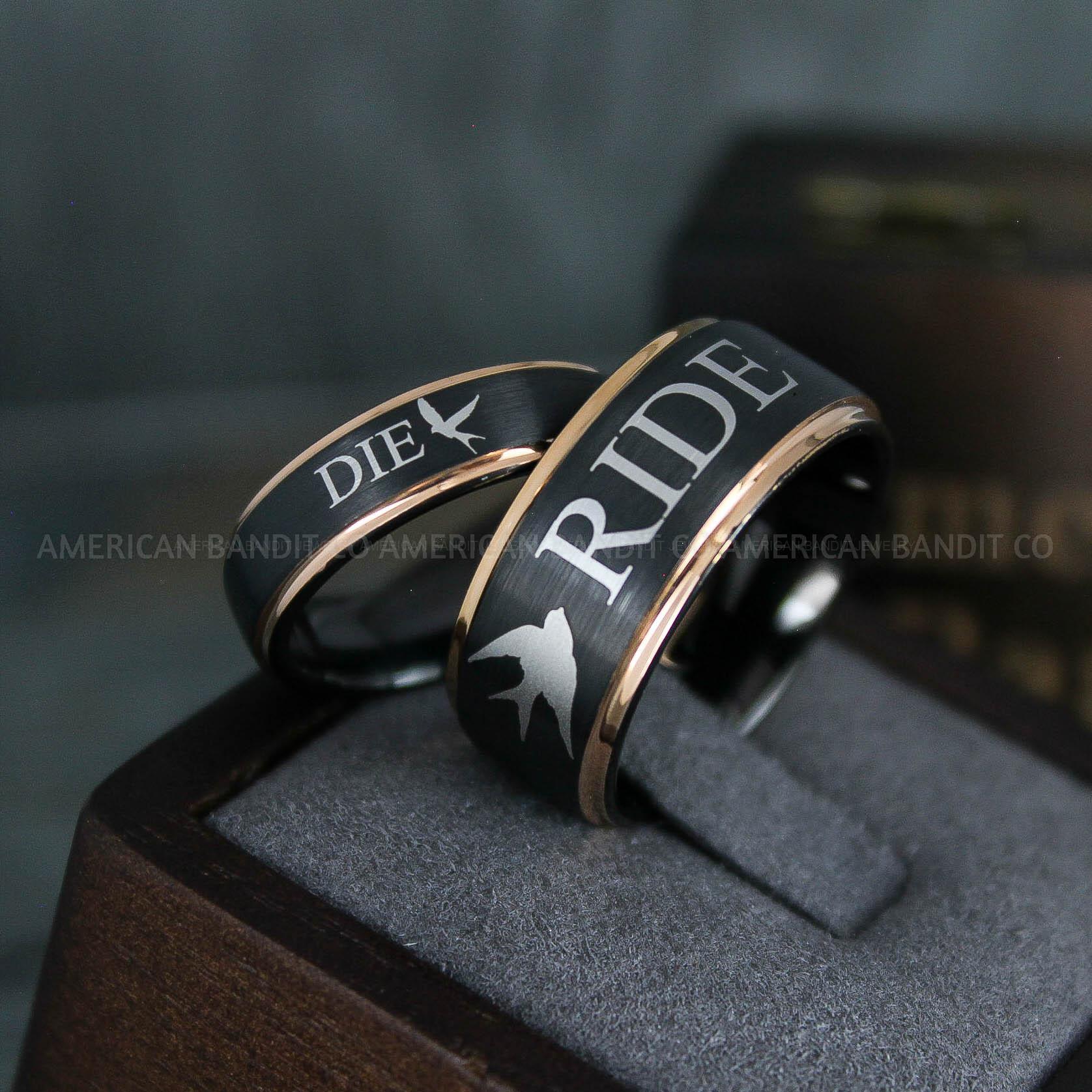 IMG_5060 Ride or Die Rings, Ride or Die, Ride or Die Wedding Rings, Ride or Die Wedding Bands, Black Wedding Rings, Black Wedding Bands, Biker Rings - Image 1