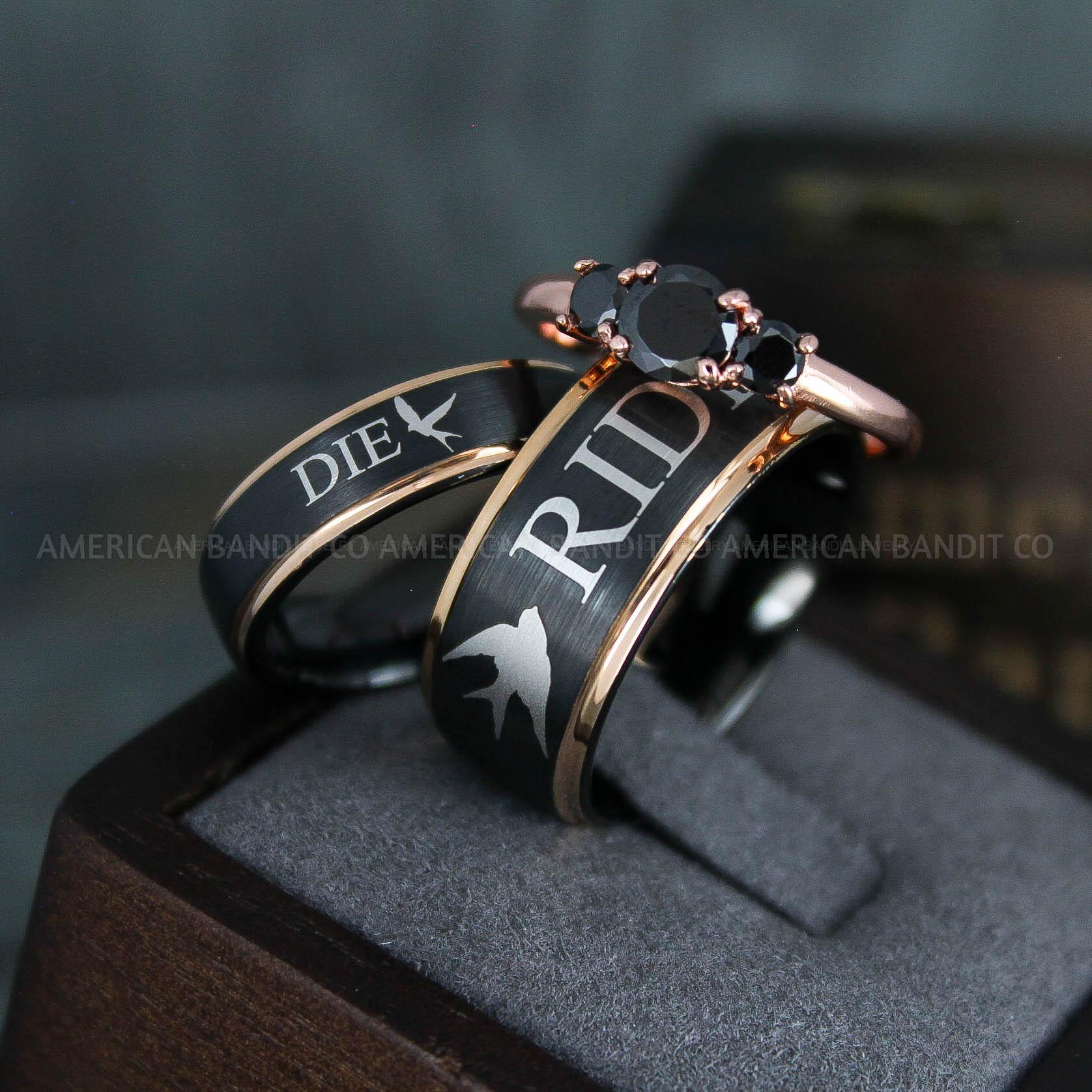 IMG_5061 Ride or Die Rings, Ride or Die, Ride or Die Wedding Rings, Ride or Die Wedding Bands, Black Wedding Rings, Black Wedding Bands, Biker Rings - Image 1