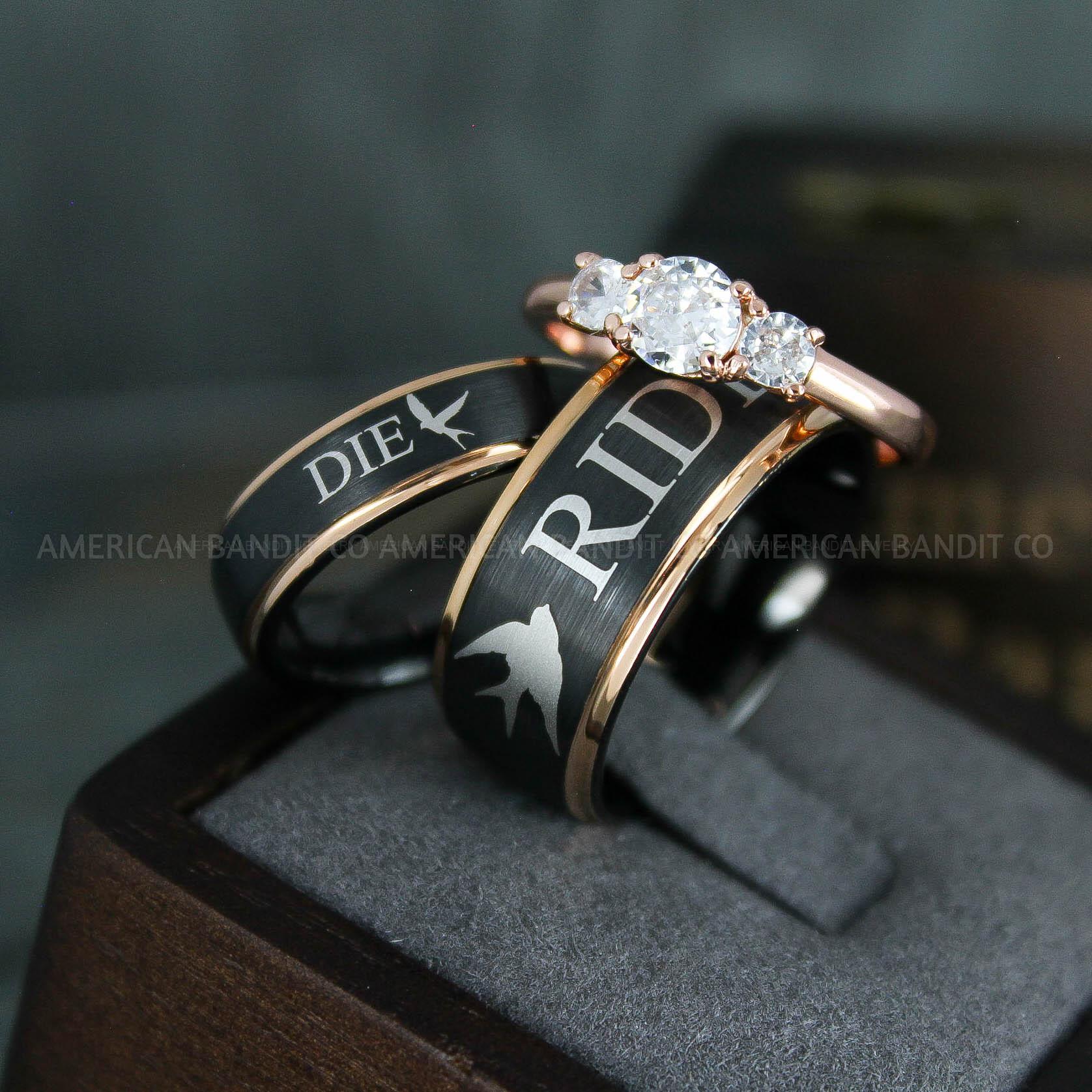 IMG_5062 Ride or Die Rings, Ride or Die, Ride or Die Wedding Rings, Ride or Die Wedding Bands, Black Wedding Rings, Black Wedding Bands, Biker Rings - Image 1