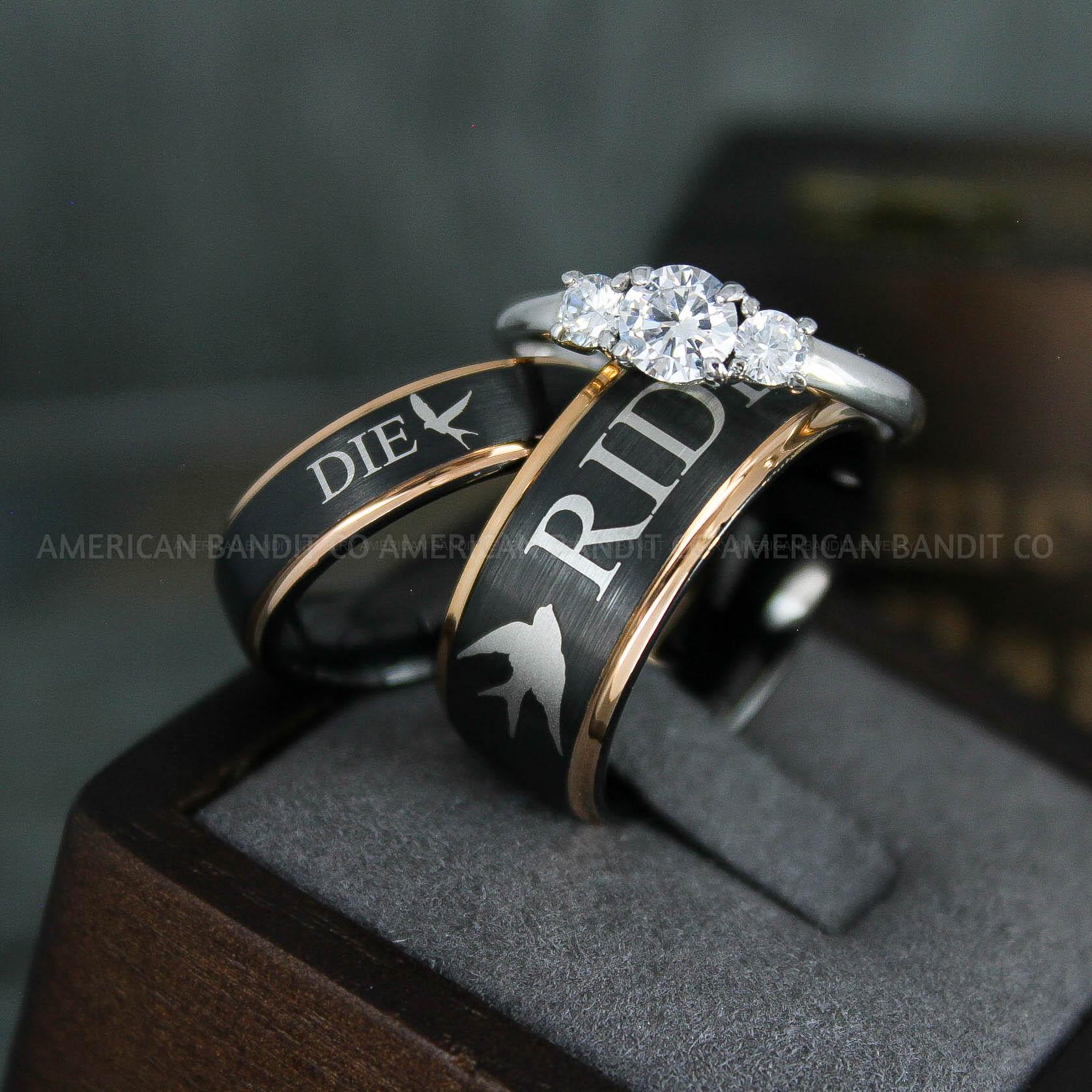 IMG_5063 Ride or Die Rings, Ride or Die, Ride or Die Wedding Rings, Ride or Die Wedding Bands, Black Wedding Rings, Black Wedding Bands, Biker Rings - Image 1