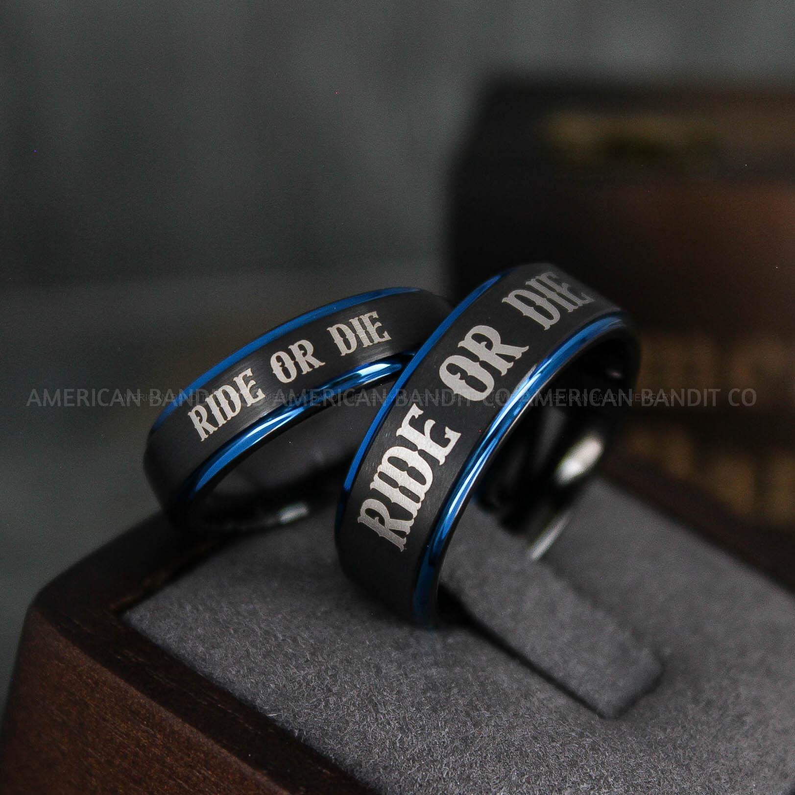 IMG_5074 Ride or Die Rings, Ride or Die, Ride or Die Wedding Rings, Ride or Die Wedding Bands, Black Wedding Rings, Black Wedding Bands, Biker Rings - Image 1