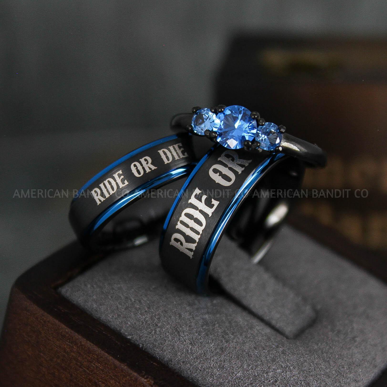IMG_5077 Ride or Die Rings, Ride or Die, Ride or Die Wedding Rings, Ride or Die Wedding Bands, Black Wedding Rings, Black Wedding Bands, Biker Rings - Image 1