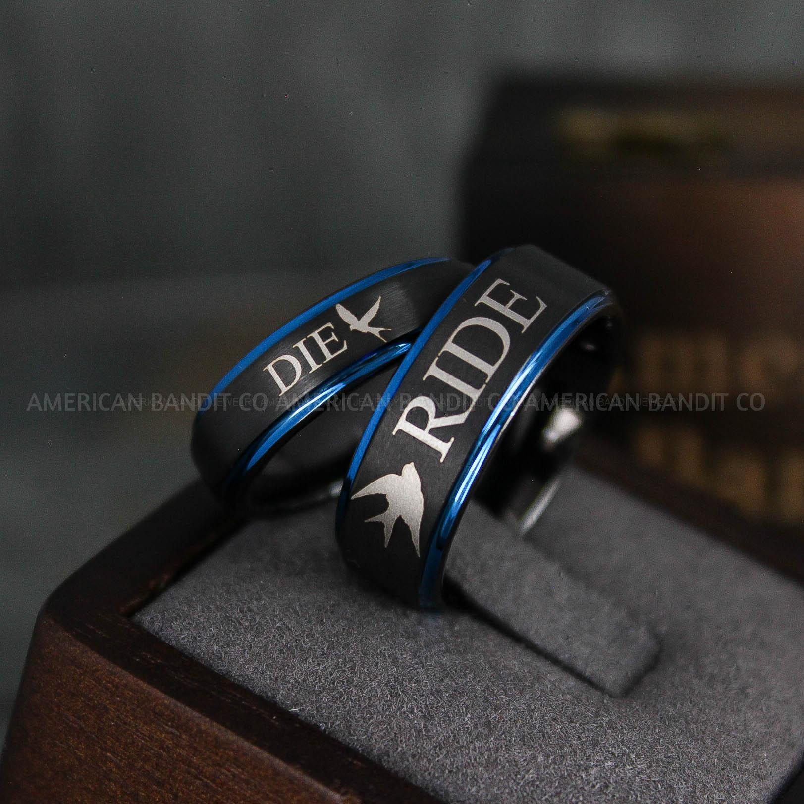 IMG_5079 Ride or Die Rings, Ride or Die, Ride or Die Wedding Rings, Ride or Die Wedding Bands, Black Wedding Rings, Black Wedding Bands, Biker Rings - Image 1