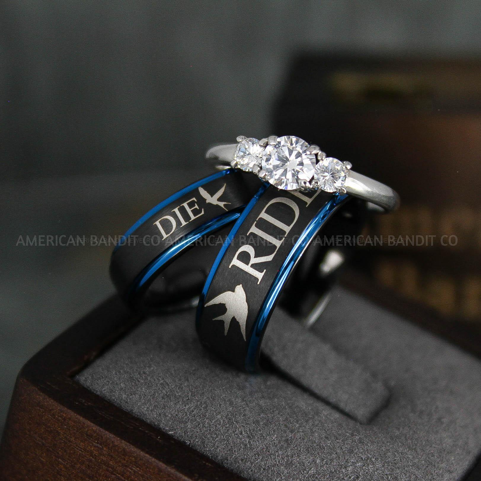 IMG_5080 Ride or Die Rings, Ride or Die, Ride or Die Wedding Rings, Ride or Die Wedding Bands, Black Wedding Rings, Black Wedding Bands, Biker Rings - Image 1