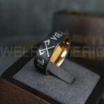Til Valhalla Rings, Viking Rings, Runes Rings, Vegvísir Ring, Couple Nordic Rings, Norsemen Rings, Nordic Runes Rings, Black Tungsten Bands - Image 3