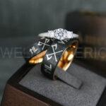 Til Valhalla Rings, Viking Rings, Runes Rings, Vegvísir Ring, Couple Nordic Rings, Norsemen Rings, Nordic Runes Rings, Black Tungsten Bands