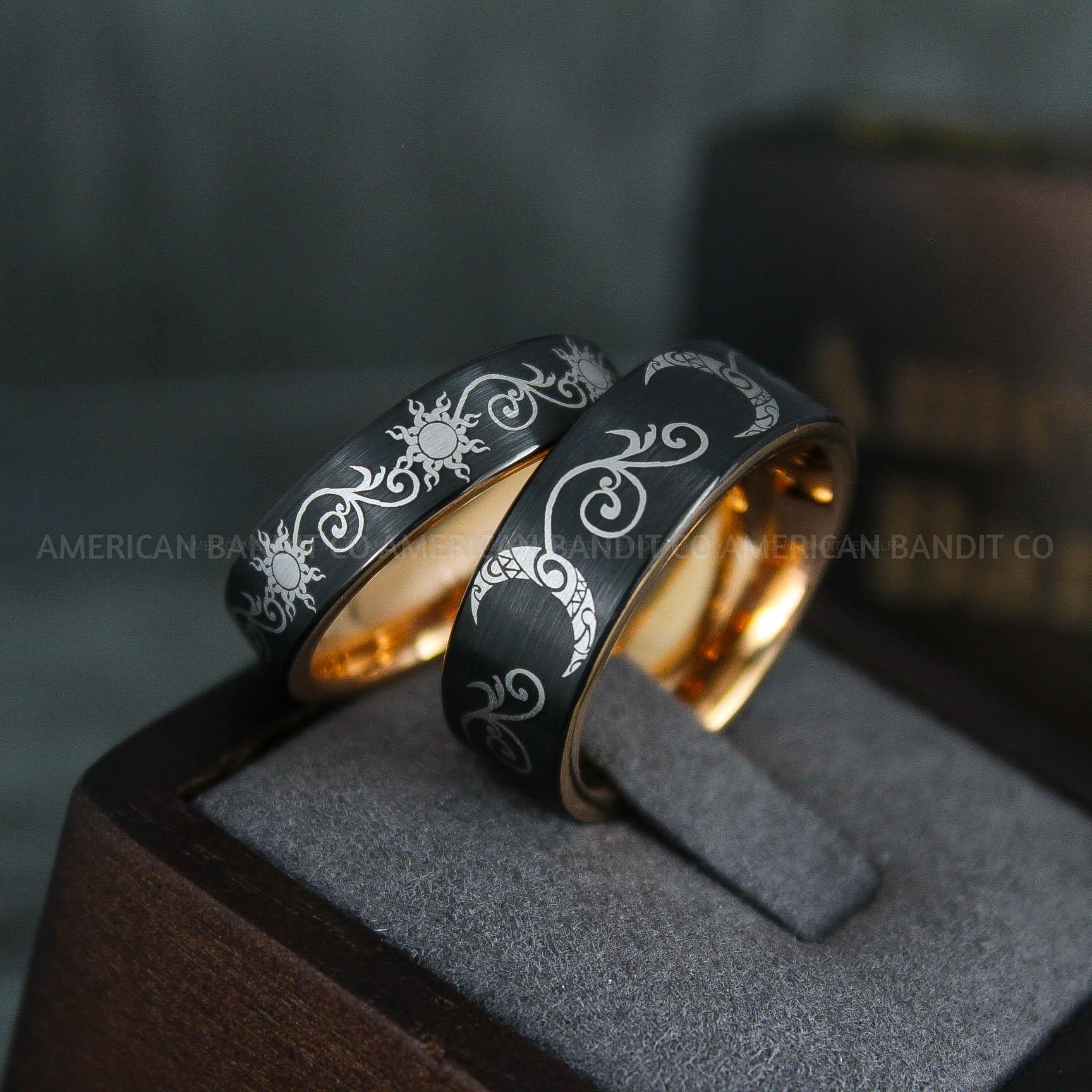 IMG_5095 Sun and Moon Rings, Sun and Moon Wedding Rings, Sun and Moon Wedding Bands, Sun and Moon Jewelry, Couple Rings, Matching Couple Rings - Image 1