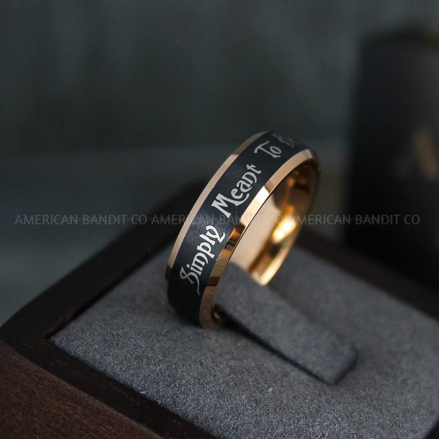 IMG_5098 Simply Meant To Be Ring, Black Wedding Band, Black Wedding Ring, Rose Gold Wedding Band - Image 1