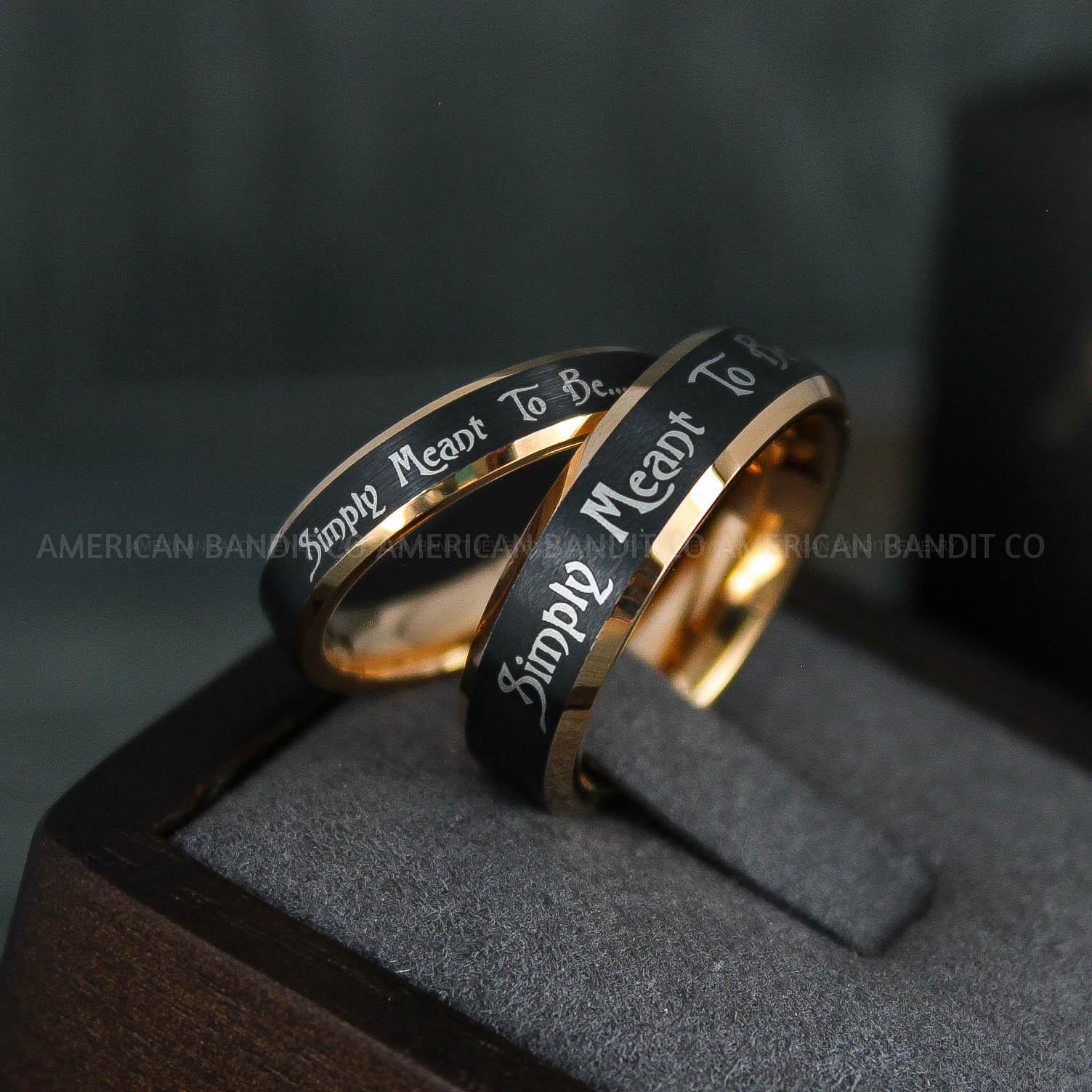 IMG_5099 Simply Meant To Be Rings, Black Wedding Bands, Black Wedding Rings, Couple Rings, Couple Jewelry, His and Her Rings, Matching Rings Couple Wedding Ring Couple Jewelry - Image 1