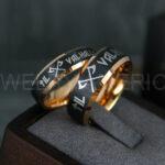 Til Valhalla Rings, Viking Rings, Runes Rings, Vegvísir Ring, Couple Nordic Rings, Norsemen Rings, Nordic Runes Rings, Black Tungsten Bands