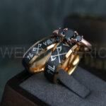 Til Valhalla Rings, Viking Rings, Runes Rings, Vegvísir Ring, Couple Nordic Rings, Norsemen Rings, Nordic Runes Rings, Black Tungsten Bands