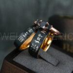 Til Valhalla Rings, Viking Rings, Runes Rings, Vegvísir Ring, Couple Nordic Rings, Norsemen Rings, Nordic Runes Rings, Black Tungsten Bands