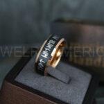 Til Valhalla Rings, Viking Rings, Runes Rings, Vegvísir Ring, Couple Nordic Rings, Norsemen Rings, Nordic Runes Rings, Black Tungsten Bands - Image 3