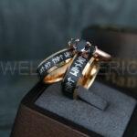 Til Valhalla Rings, Viking Rings, Runes Rings, Vegvísir Ring, Couple Nordic Rings, Norsemen Rings, Nordic Runes Rings, Black Tungsten Bands