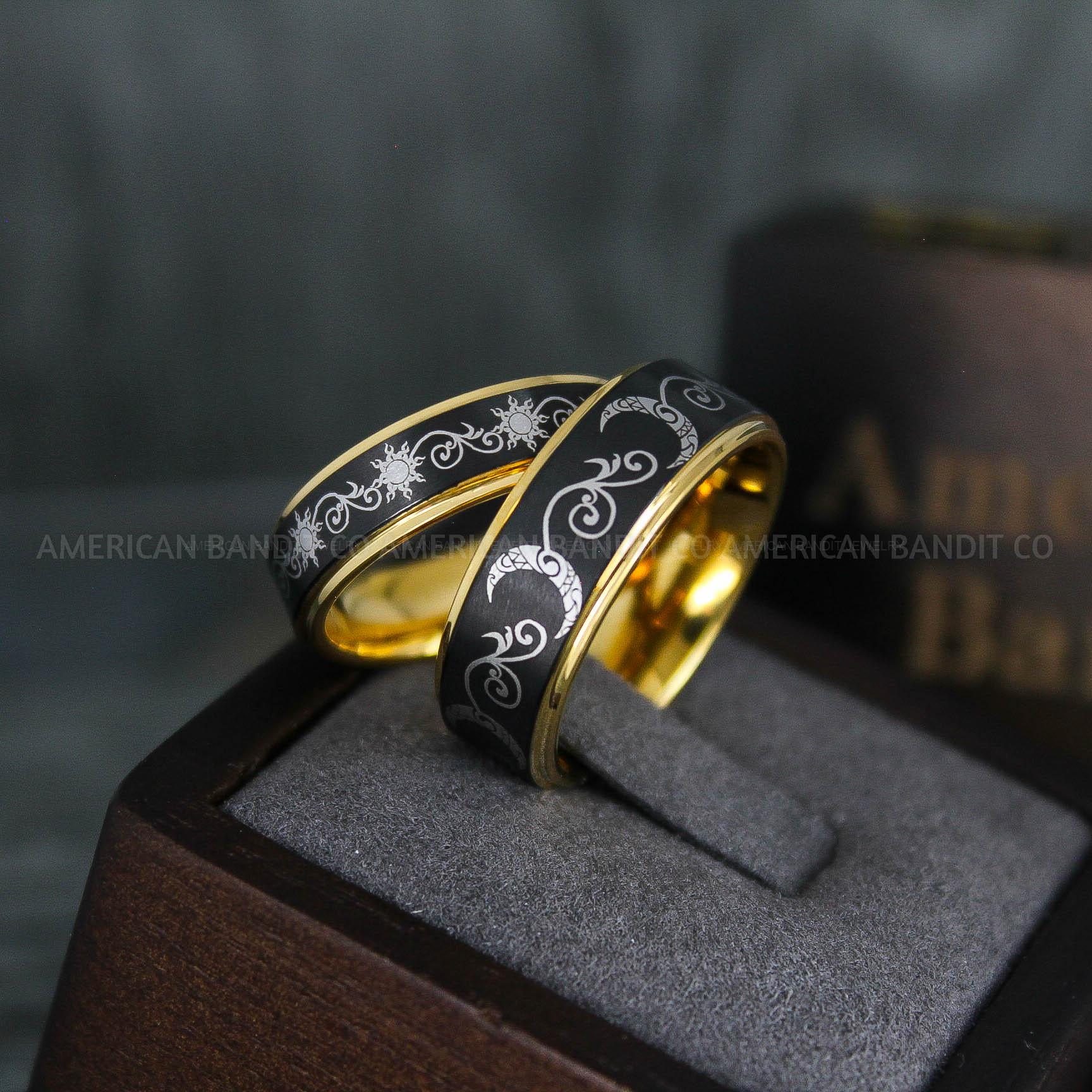 IMG_5120 Sun and Moon Rings, Sun and Moon Wedding Rings, Sun and Moon Wedding Bands, Sun and Moon Jewelry, Couple Rings, Matching Couple Rings - Image 1