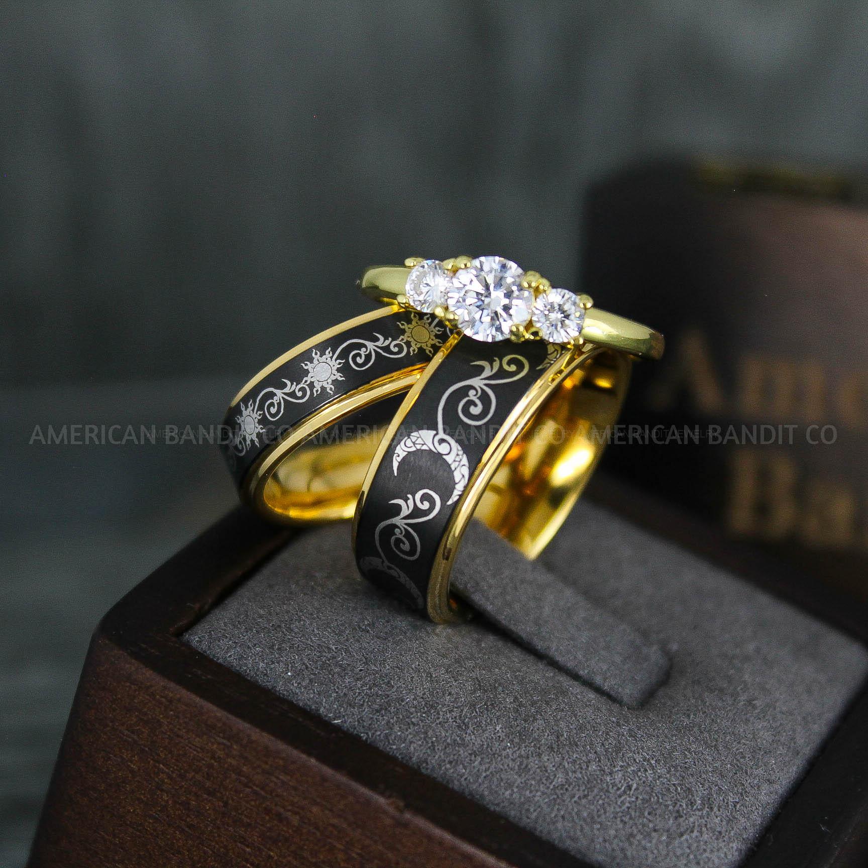IMG_5121 Sun and Moon Rings, Sun and Moon Wedding Rings, Sun and Moon Wedding Bands, Sun and Moon Jewelry, Couple Rings, Matching Couple Rings - Image 1