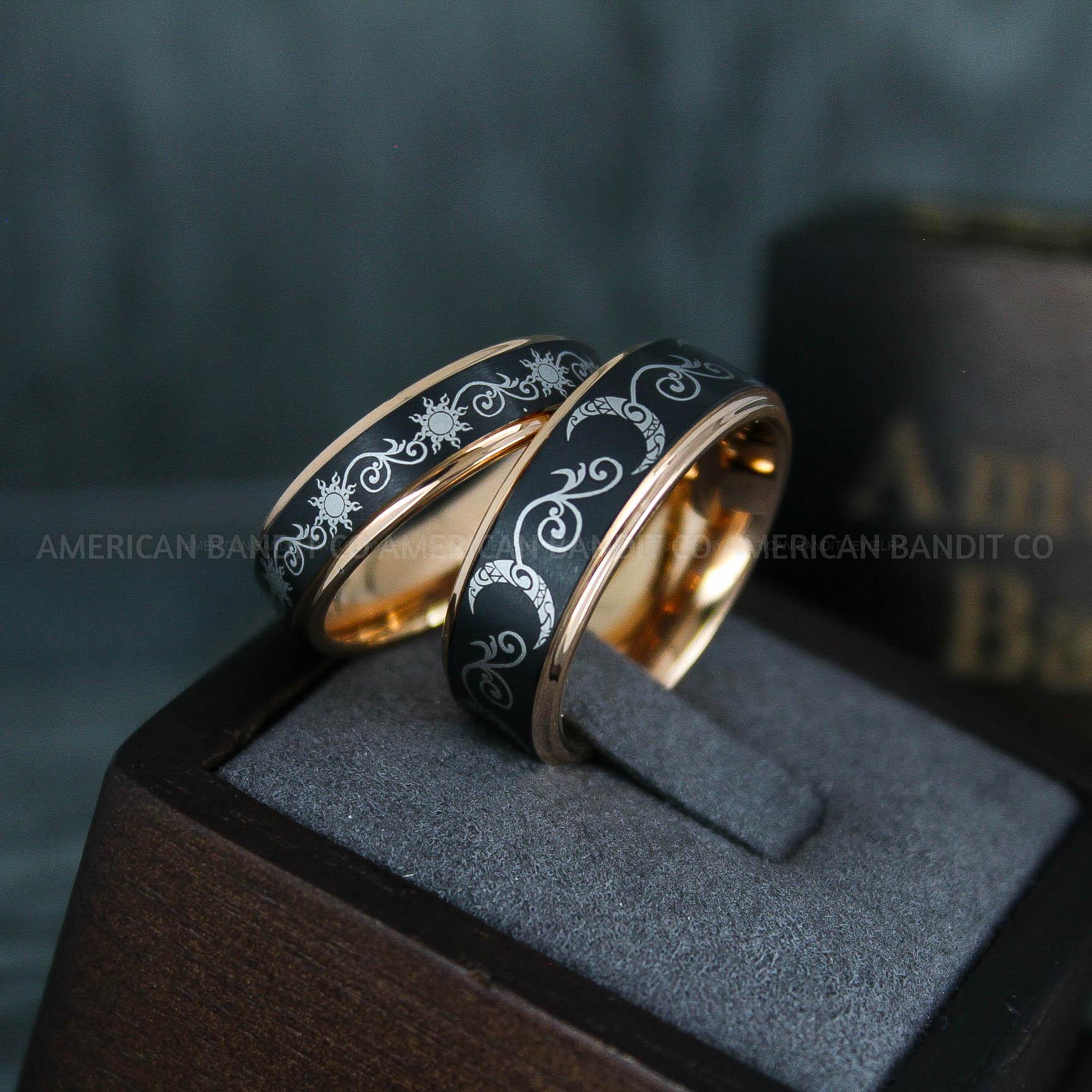 IMG_5123 Sun and Moon Rings, Sun and Moon Wedding Rings, Sun and Moon Wedding Bands, Sun and Moon Jewelry, Couple Rings, Matching Couple Rings - Image 1