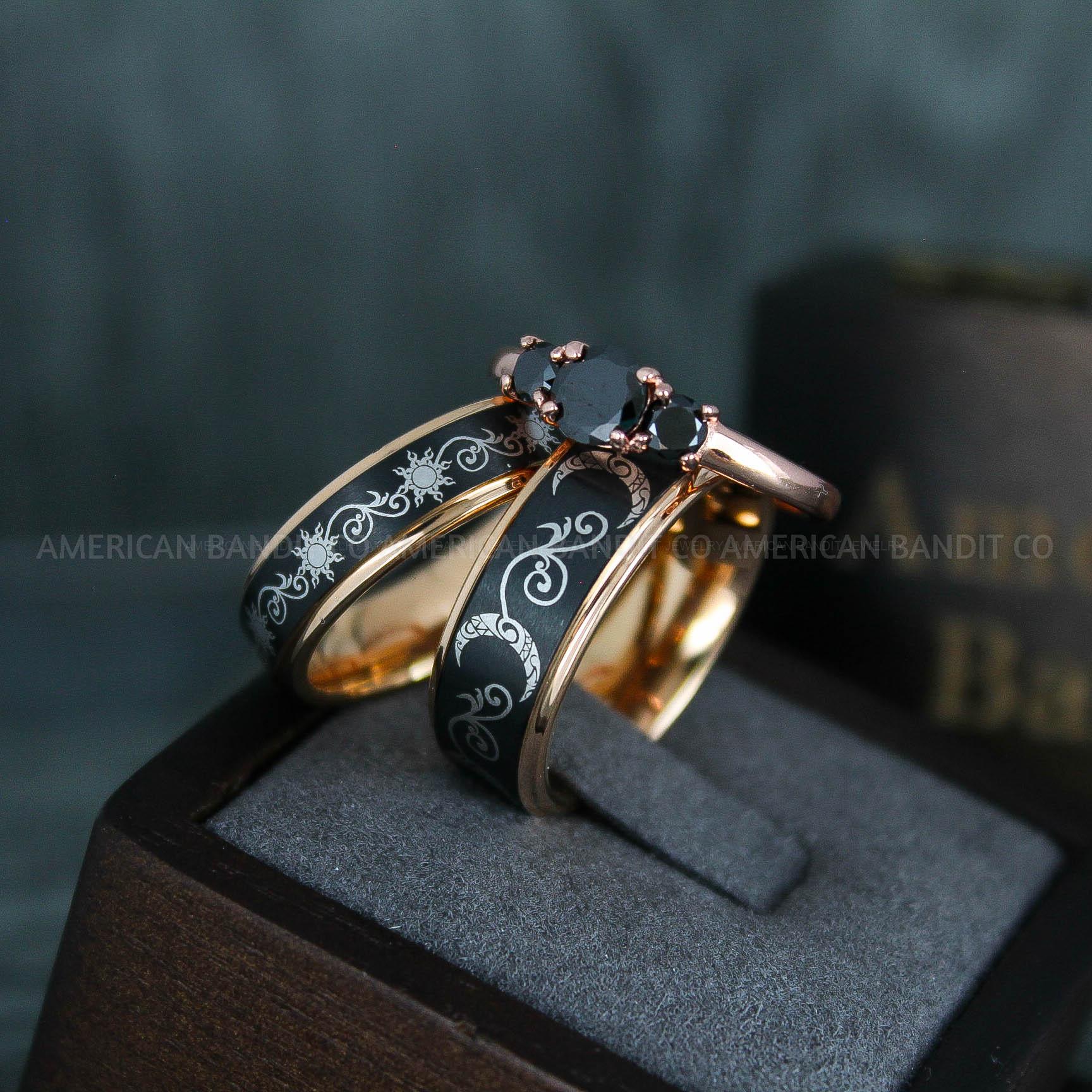 IMG_5124 Sun and Moon Rings, Sun and Moon Wedding Rings, Sun and Moon Wedding Bands, Sun and Moon Jewelry, Couple Rings, Matching Couple Rings - Image 1