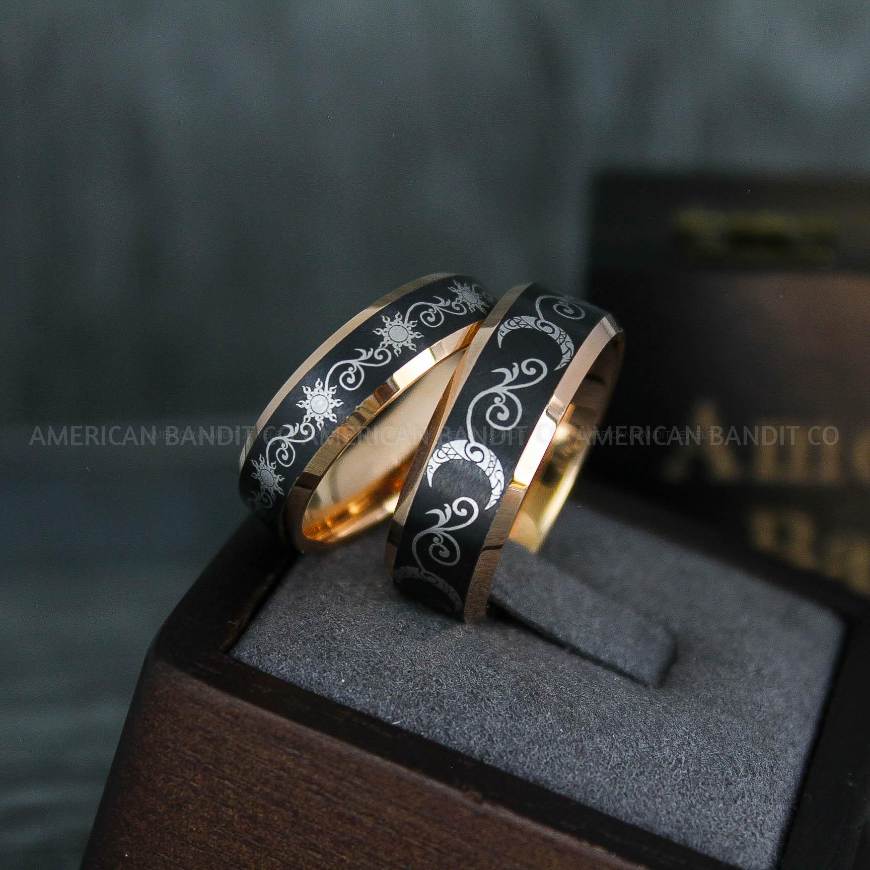 IMG_5130 Sun and Moon Rings, Sun and Moon Wedding Rings, Sun and Moon Wedding Bands, Sun and Moon Jewelry, Couple Rings, Matching Couple Rings - Image 1