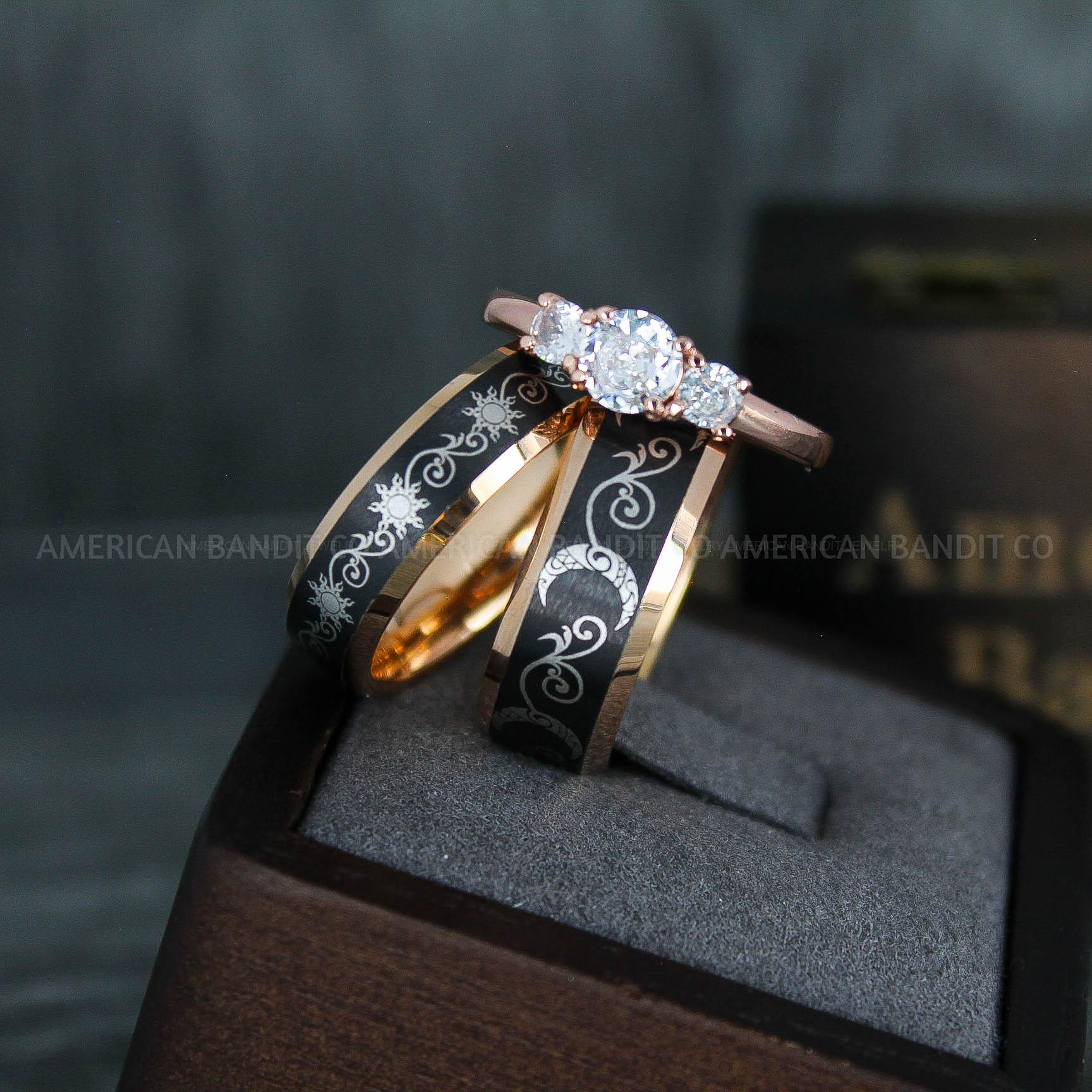 IMG_5132 Sun and Moon Rings, Sun and Moon Wedding Rings, Sun and Moon Wedding Bands, Sun and Moon Jewelry, Couple Rings, Matching Couple Rings - Image 1