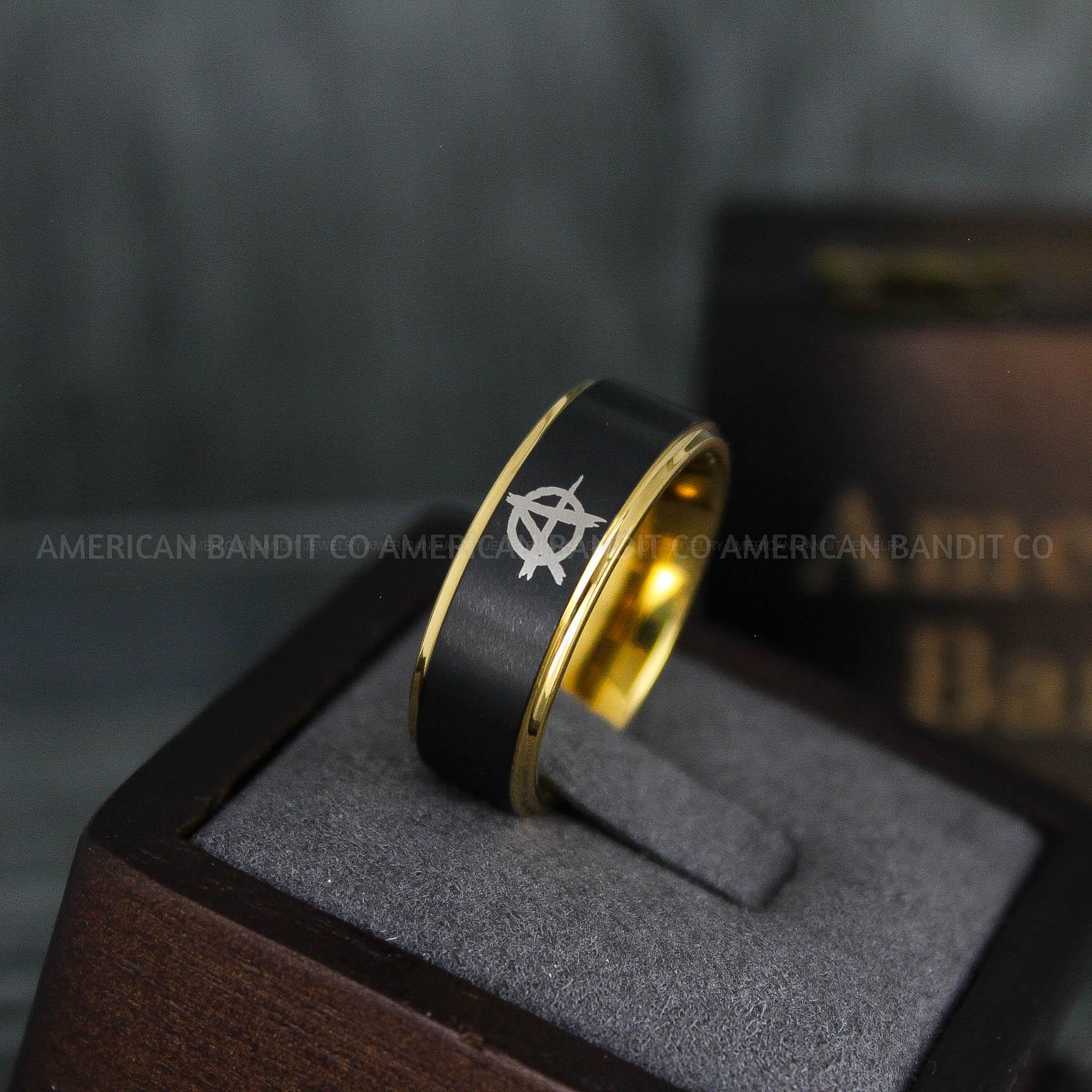 IMG_5133 Anarchy Ring, Anarchism Ring, Anarchy Wedding Band, Anarchy Jewelry, Anarchy Wedding Ring - Image 1