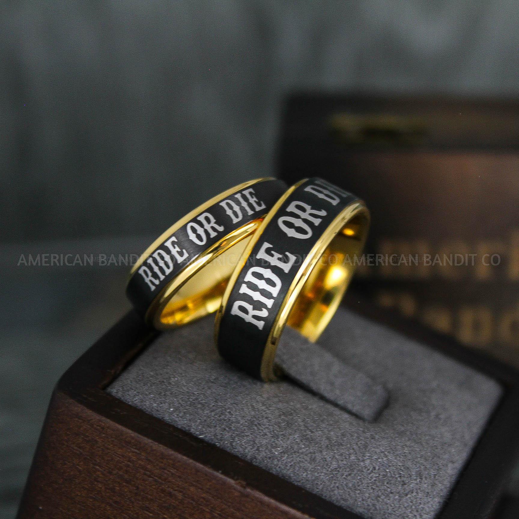 IMG_5135 Ride or Die Rings, Ride or Die, Ride or Die Wedding Rings, Ride or Die Wedding Bands, Black Wedding Rings, Black Wedding Bands, Biker Rings - Image 1