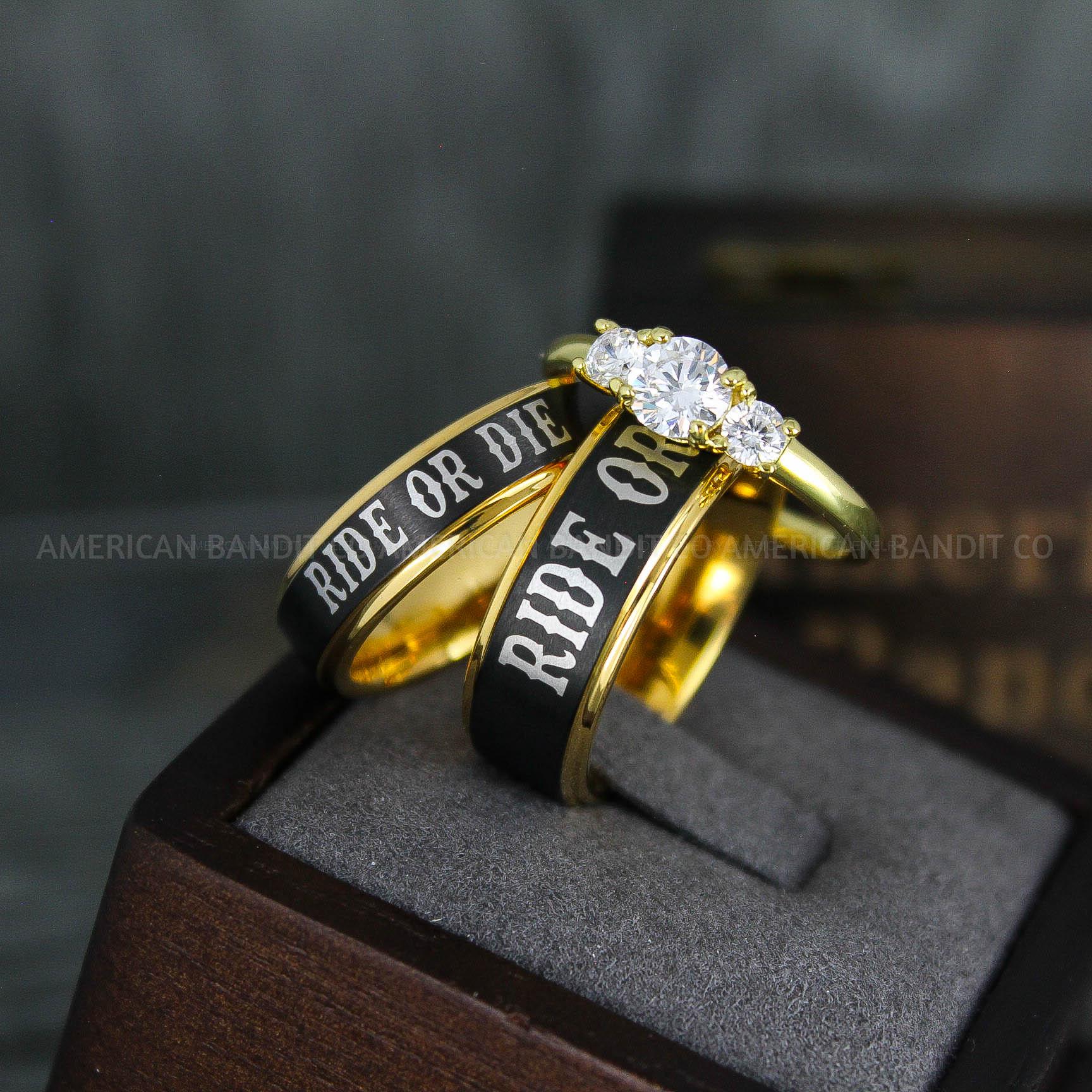 IMG_5136 Ride or Die Rings, Ride or Die, Ride or Die Wedding Rings, Ride or Die Wedding Bands, Black Wedding Rings, Black Wedding Bands, Biker Rings - Image 1
