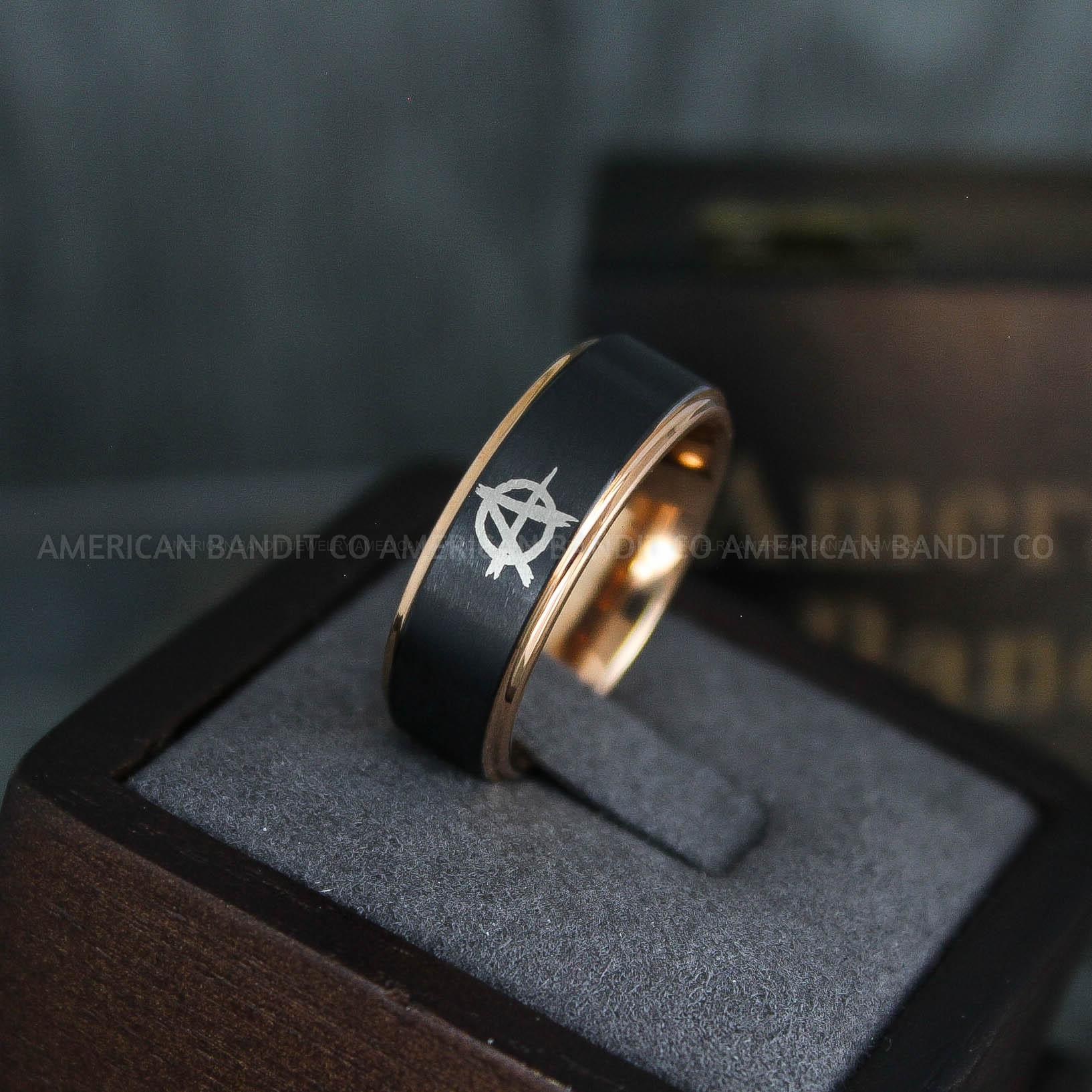 IMG_5137 Anarchy Ring, Anarchism Ring, Anarchy Wedding Band, Anarchy Jewelry, Anarchy Wedding Ring - Image 1